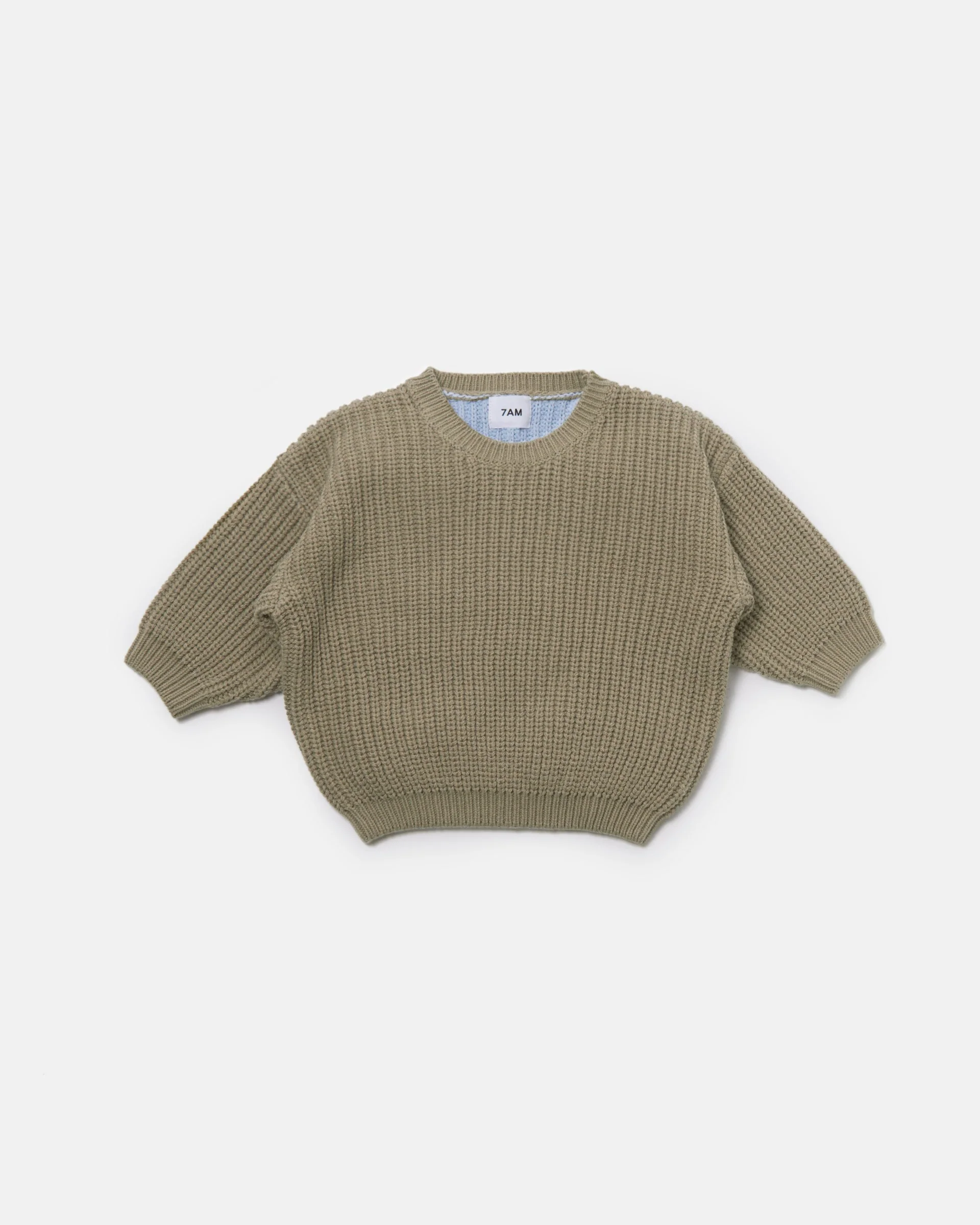Boxy Sweater - Chunky | Olive/Blue