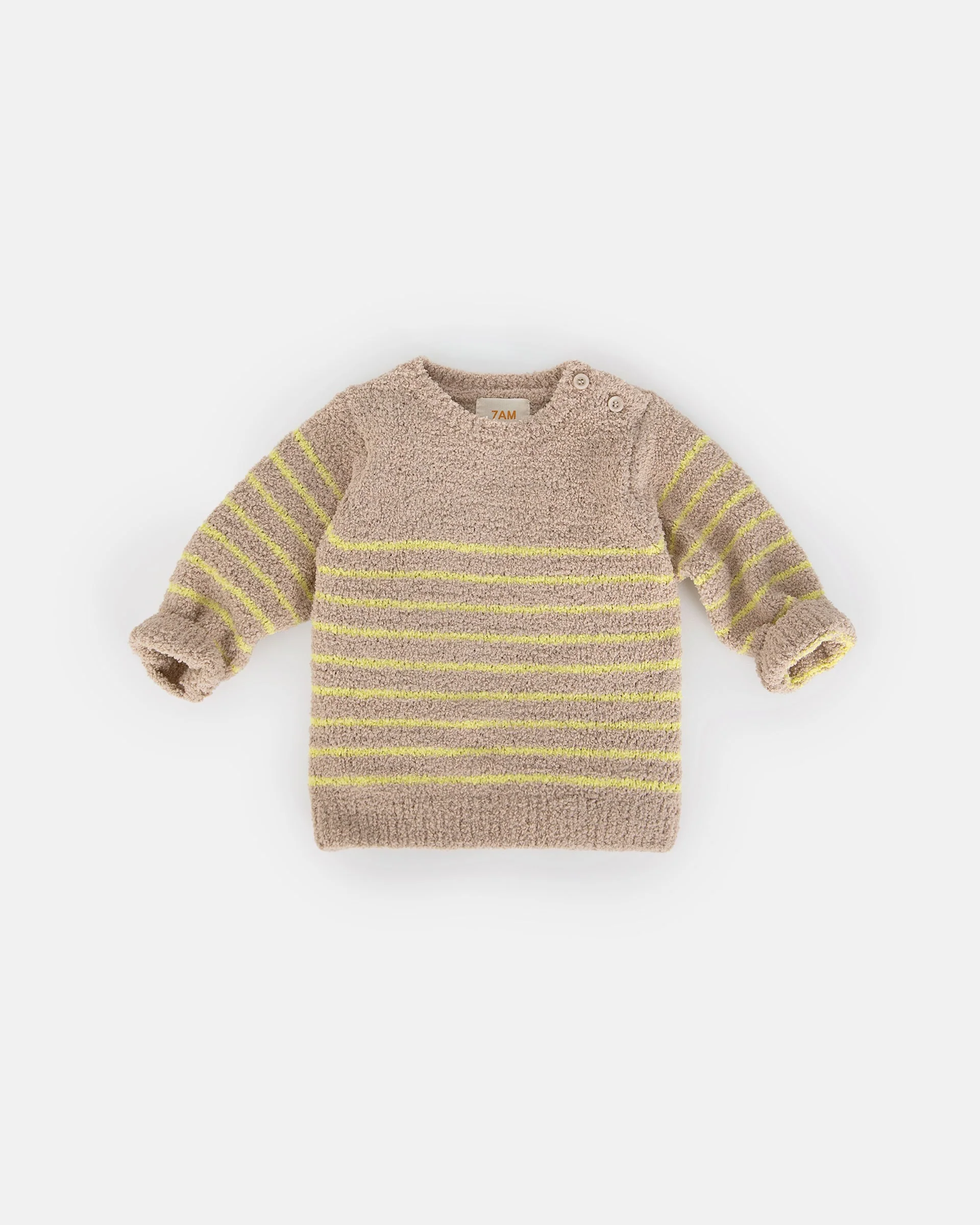 Long Sleeve Top Striped - Fuzzy | Pecan/Chartreuse - Image 2