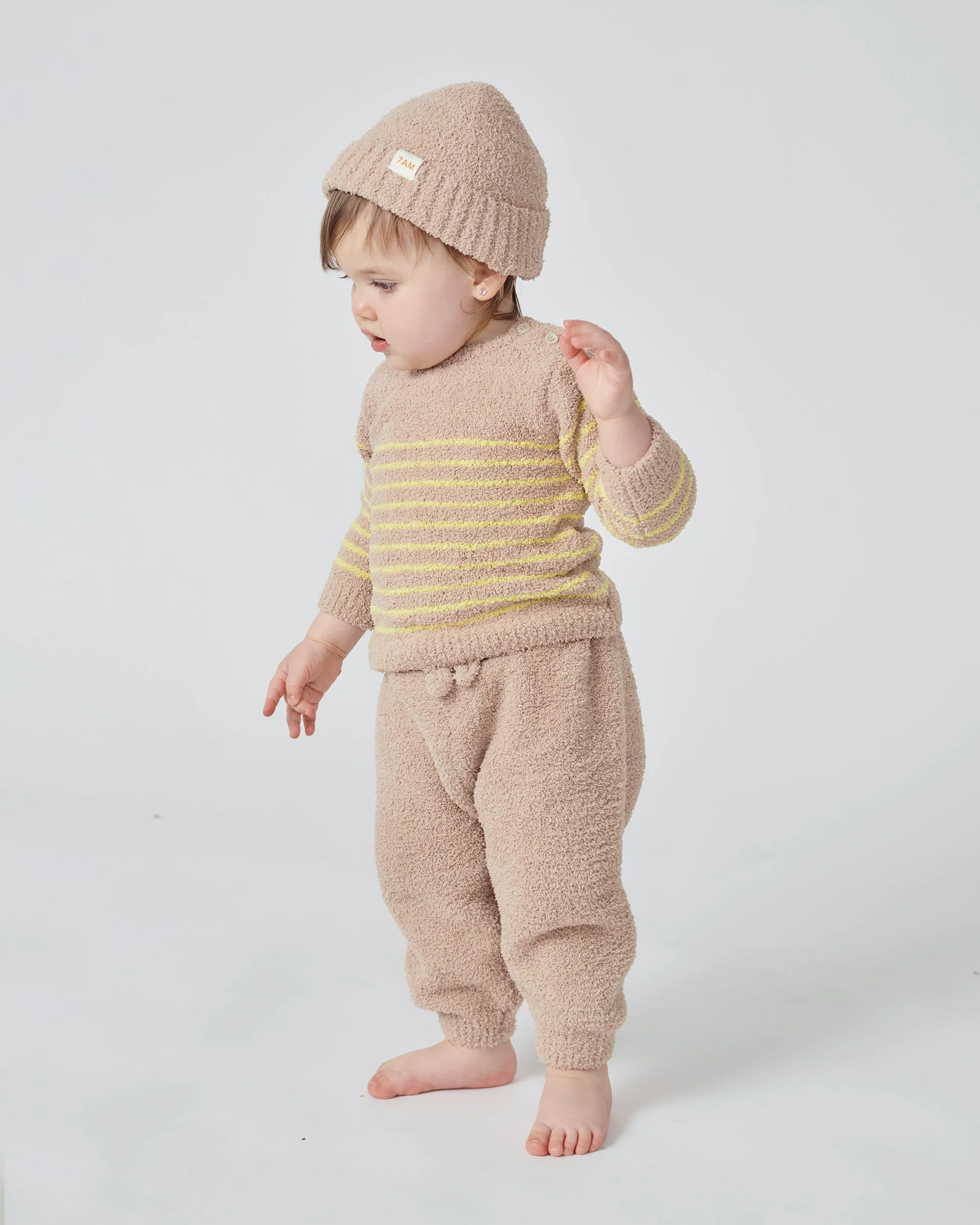 Long Sleeve Top Striped - Fuzzy | Pecan/Chartreuse - Image 9