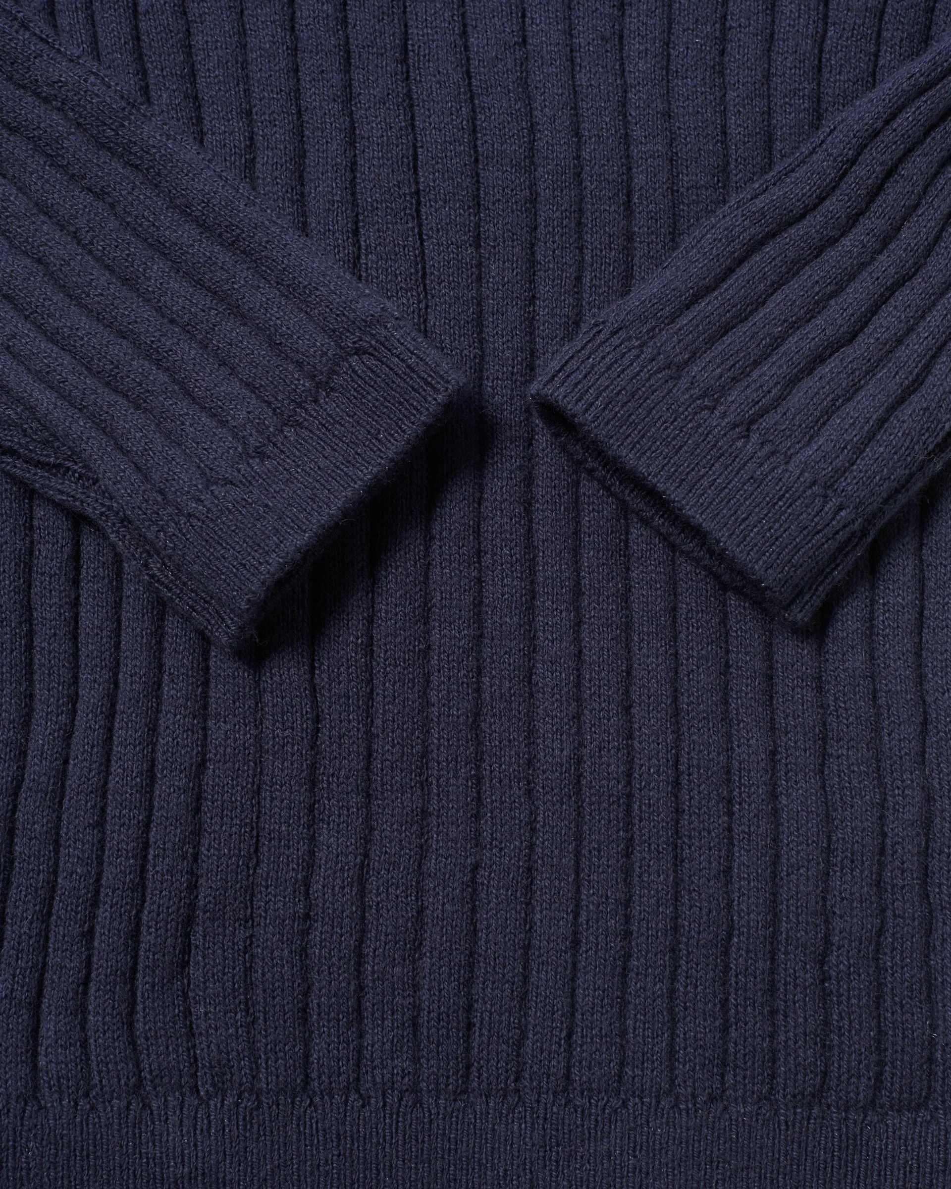 Cotton Long Sleeve Top - Ribbed | Navy - Image 4