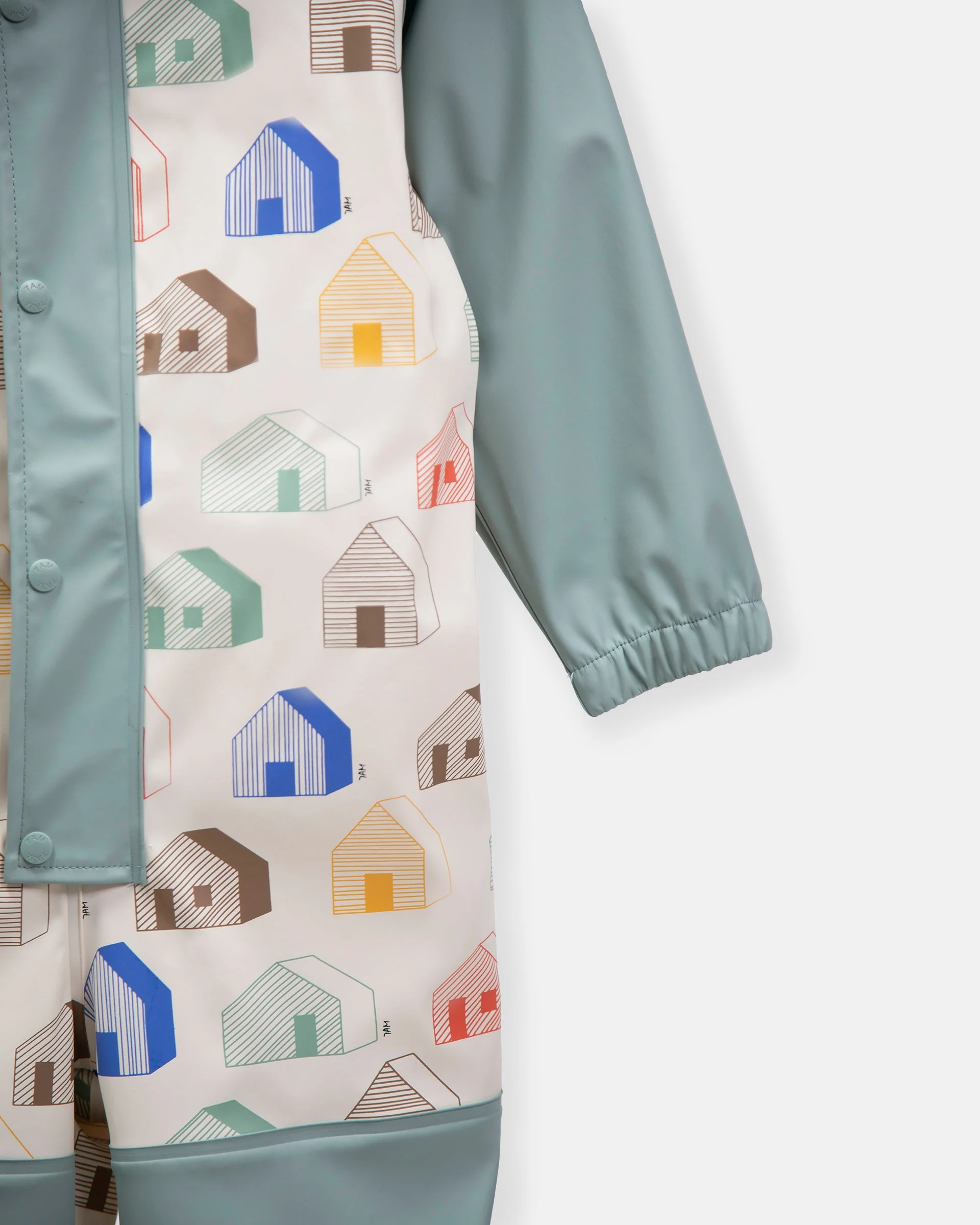 Rain Coverall | Rainy Houses Teal - Image 4