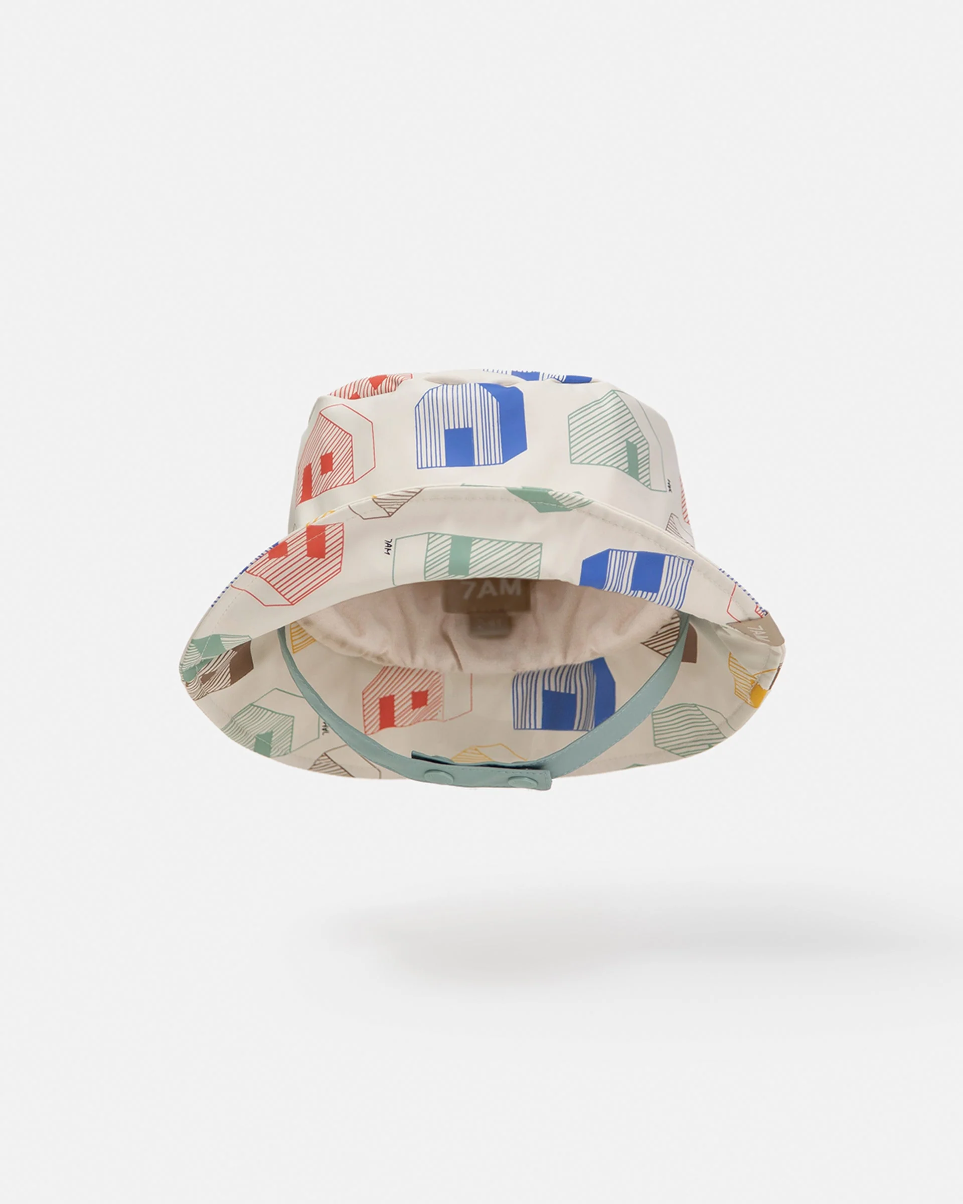 Rain Bucket Hat | Rainy Houses Teal