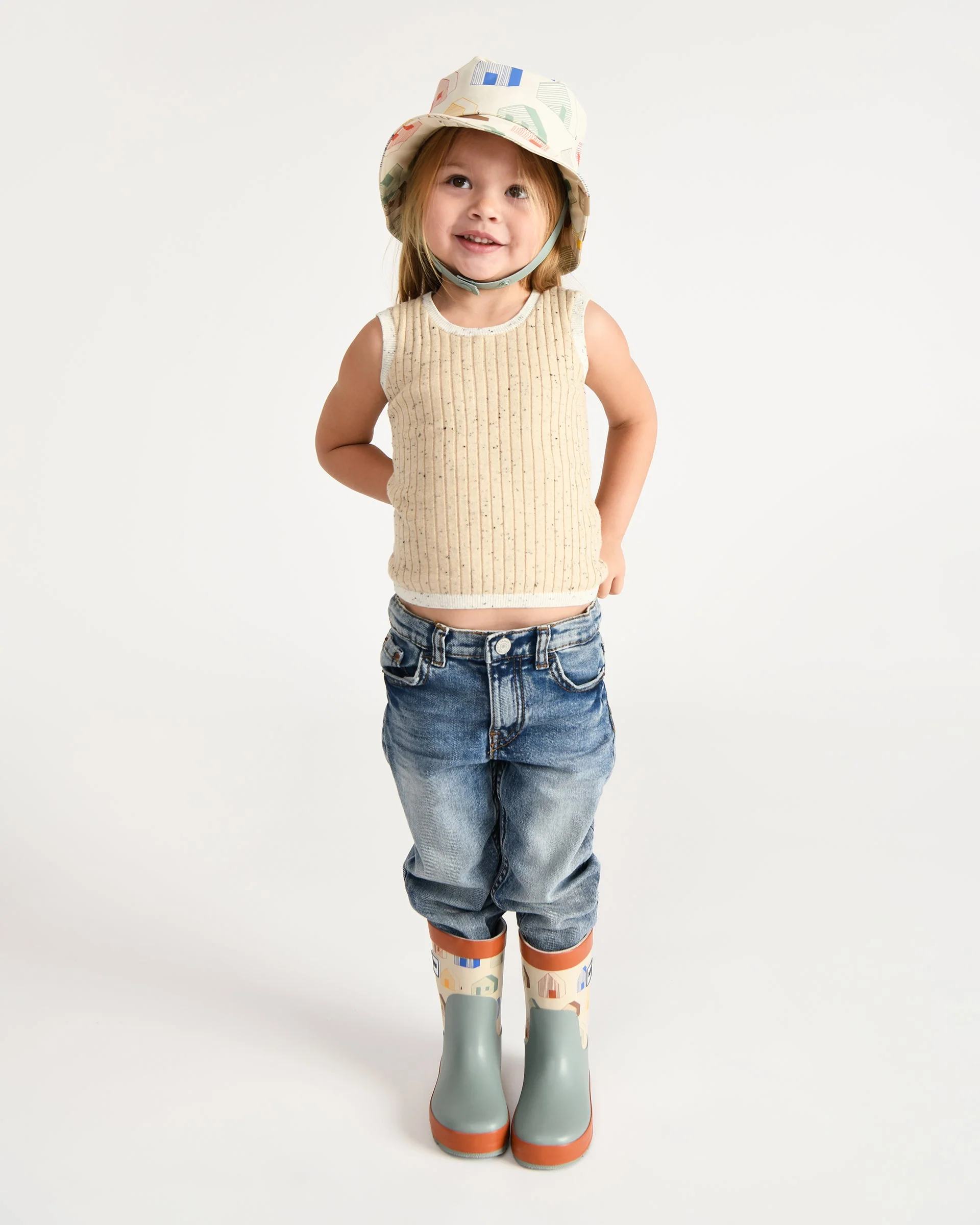 Rain Bucket Hat | Rainy Houses Teal - Image 14