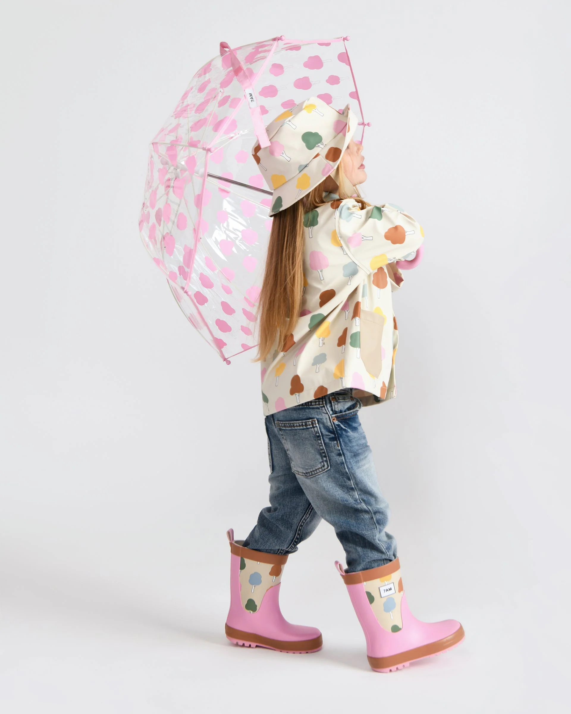 Rain Bucket Hat | Rainy Trees Beige - Image 13