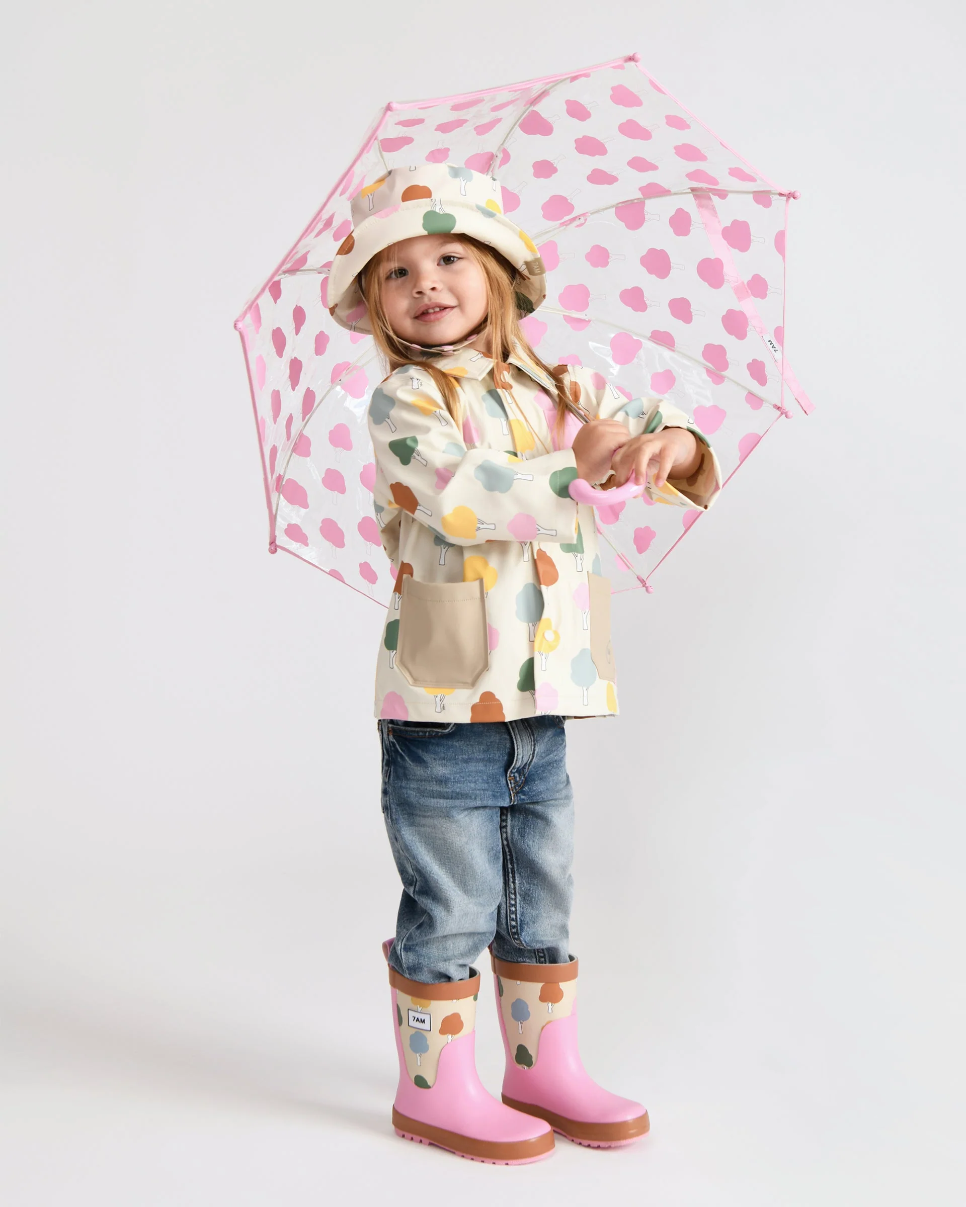 Rain Bucket Hat | Rainy Trees Beige - Image 14