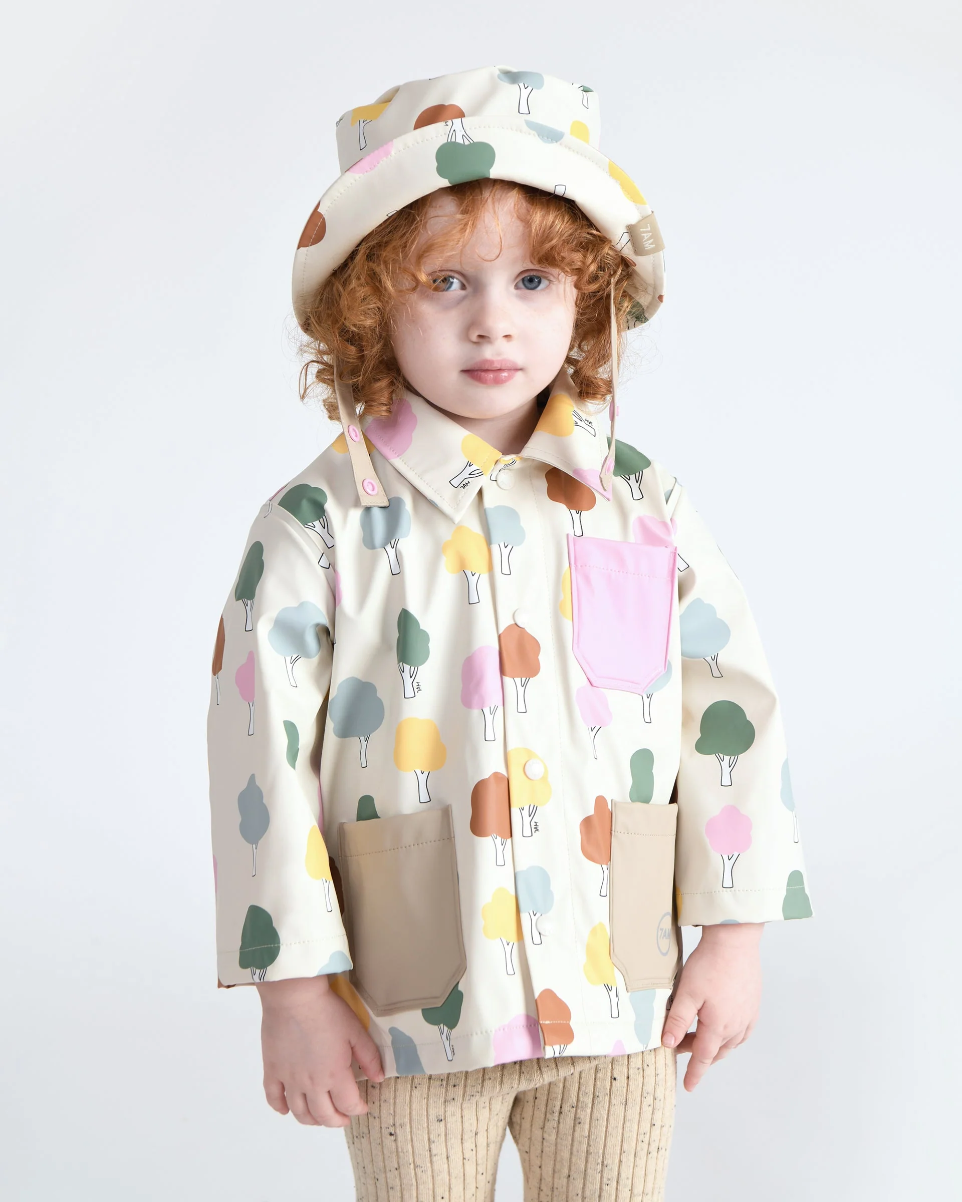 Rain Bucket Hat | Rainy Trees Beige - Image 17