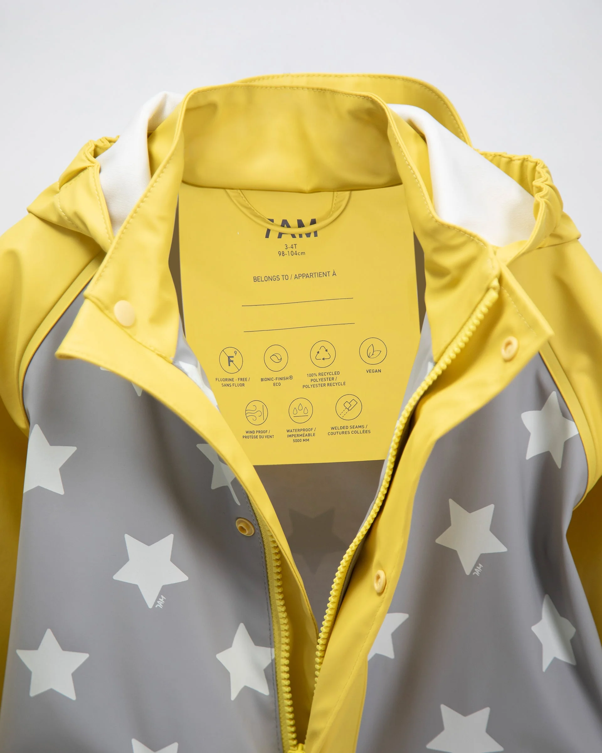 Rain Jacket | Rainy Stars Yellow - Image 4