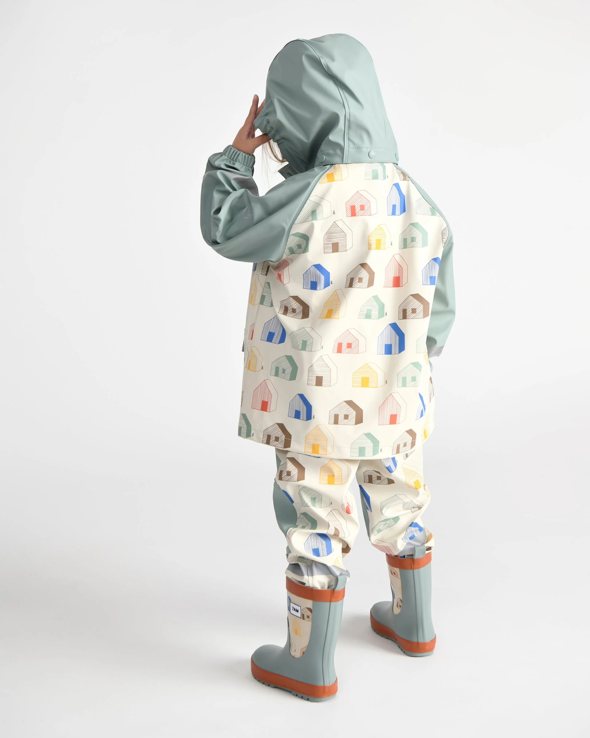 Rain Suspender Pants | Rainy Houses Teal - Image 17