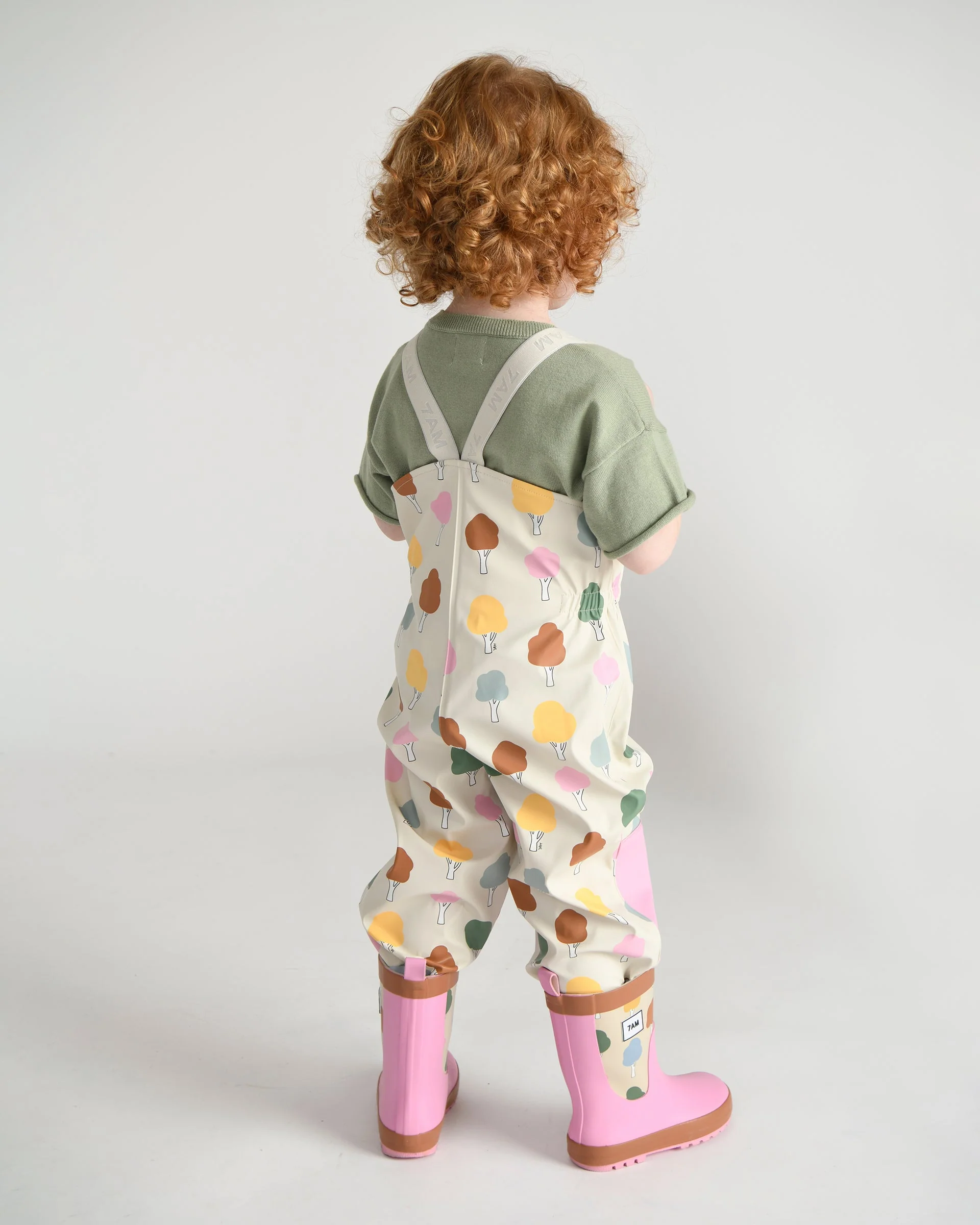 Rain Suspender Pants | Rainy Trees Beige - Image 10