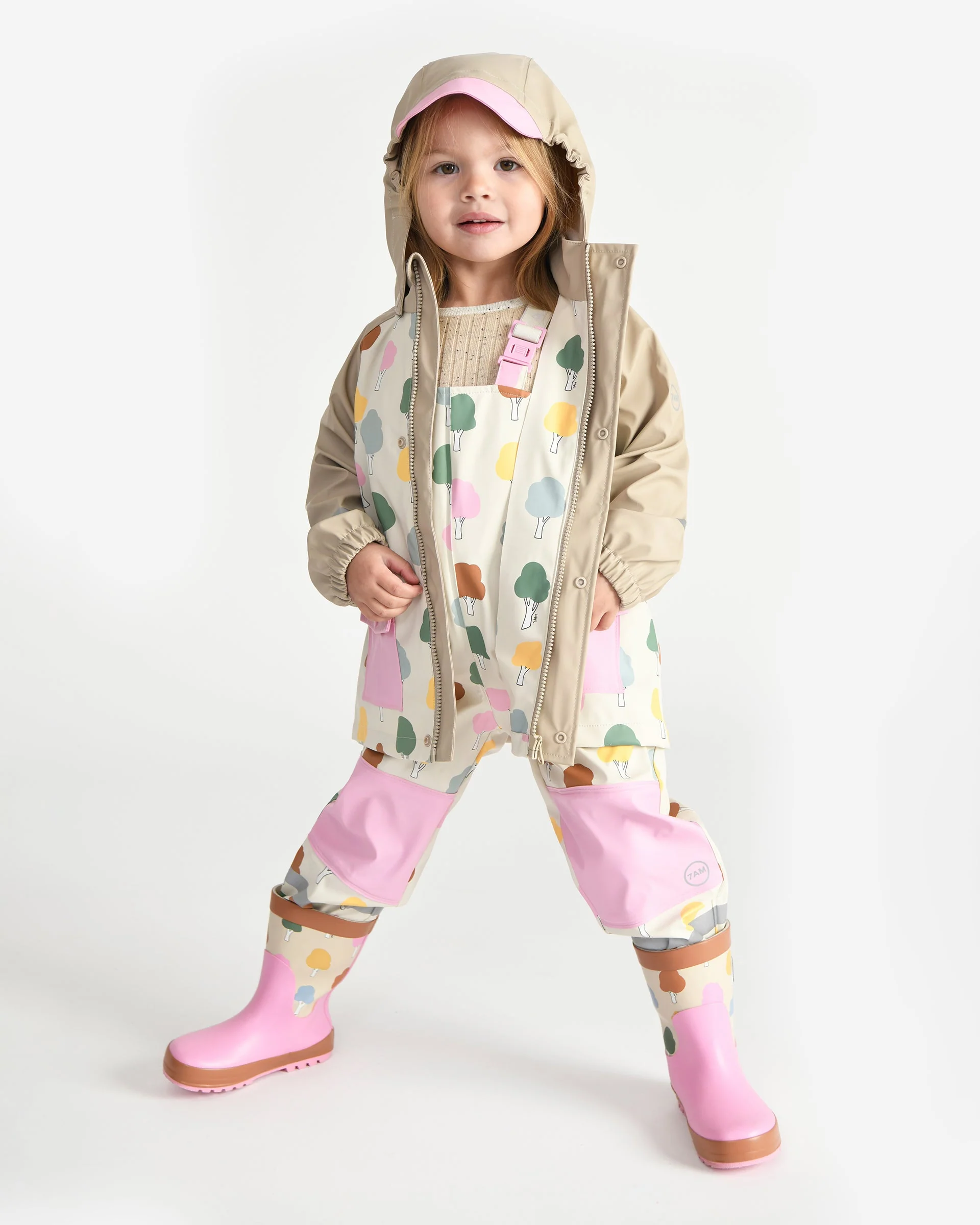 Rain Suspender Pants | Rainy Trees Beige - Image 14