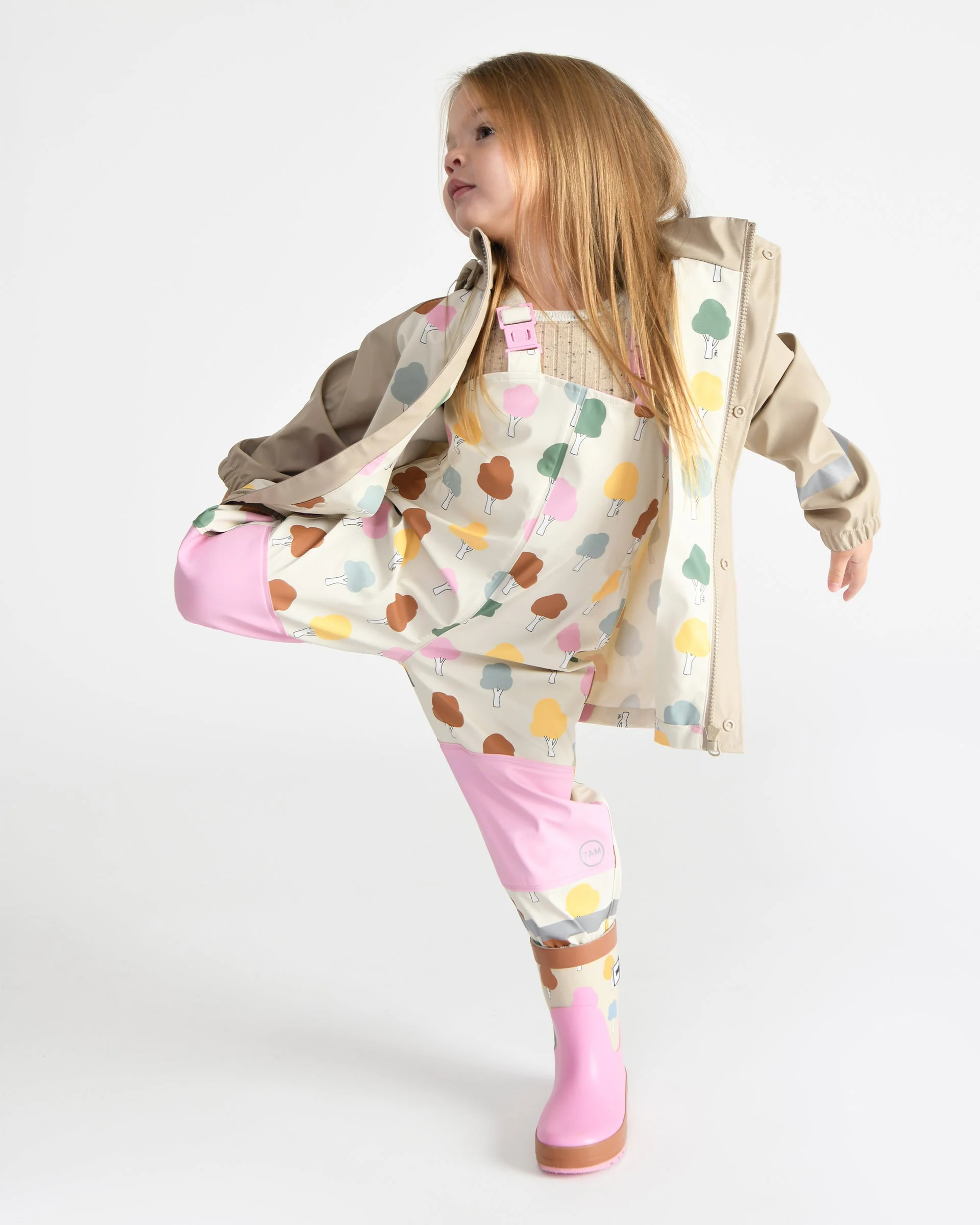 Rain Suspender Pants | Rainy Trees Beige - Image 16