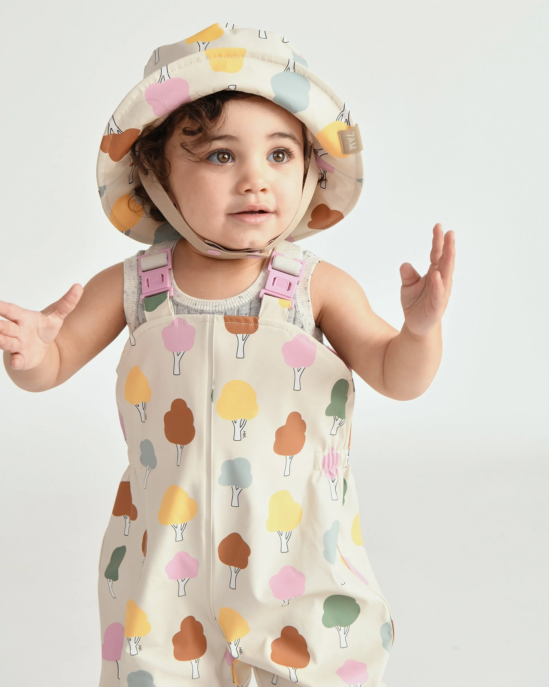 Rain Suspender Pants | Rainy Trees Beige - Image 6