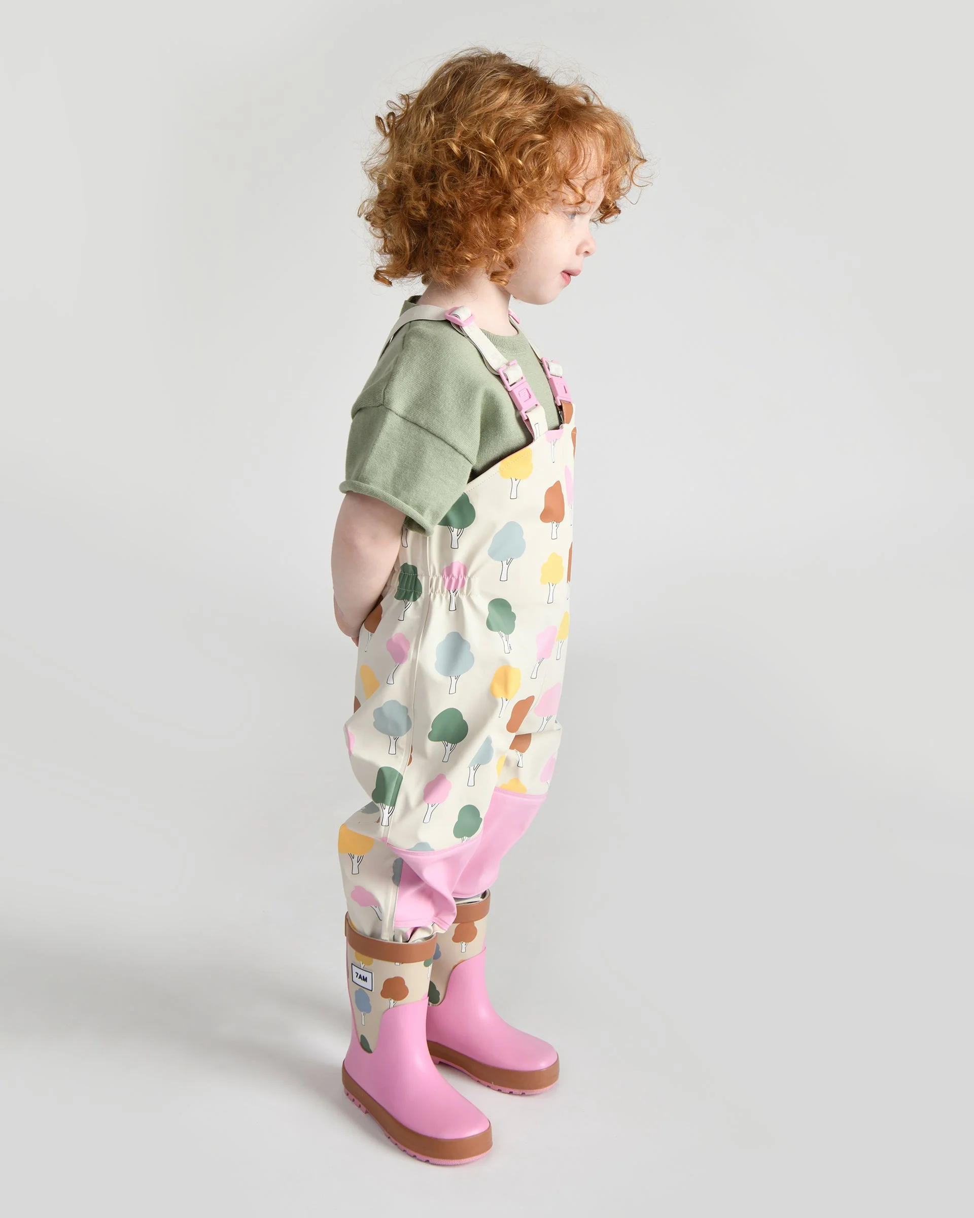 Rain Suspender Pants | Rainy Trees Beige - Image 8