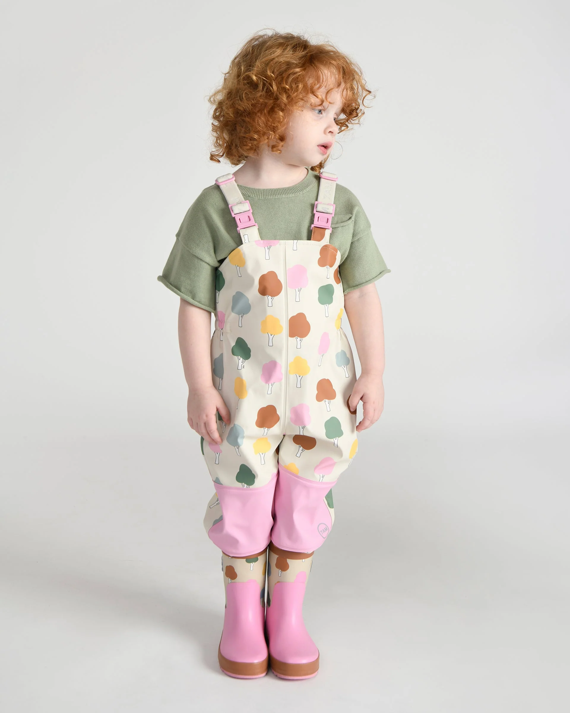 Rain Suspender Pants | Rainy Trees Beige - Image 9