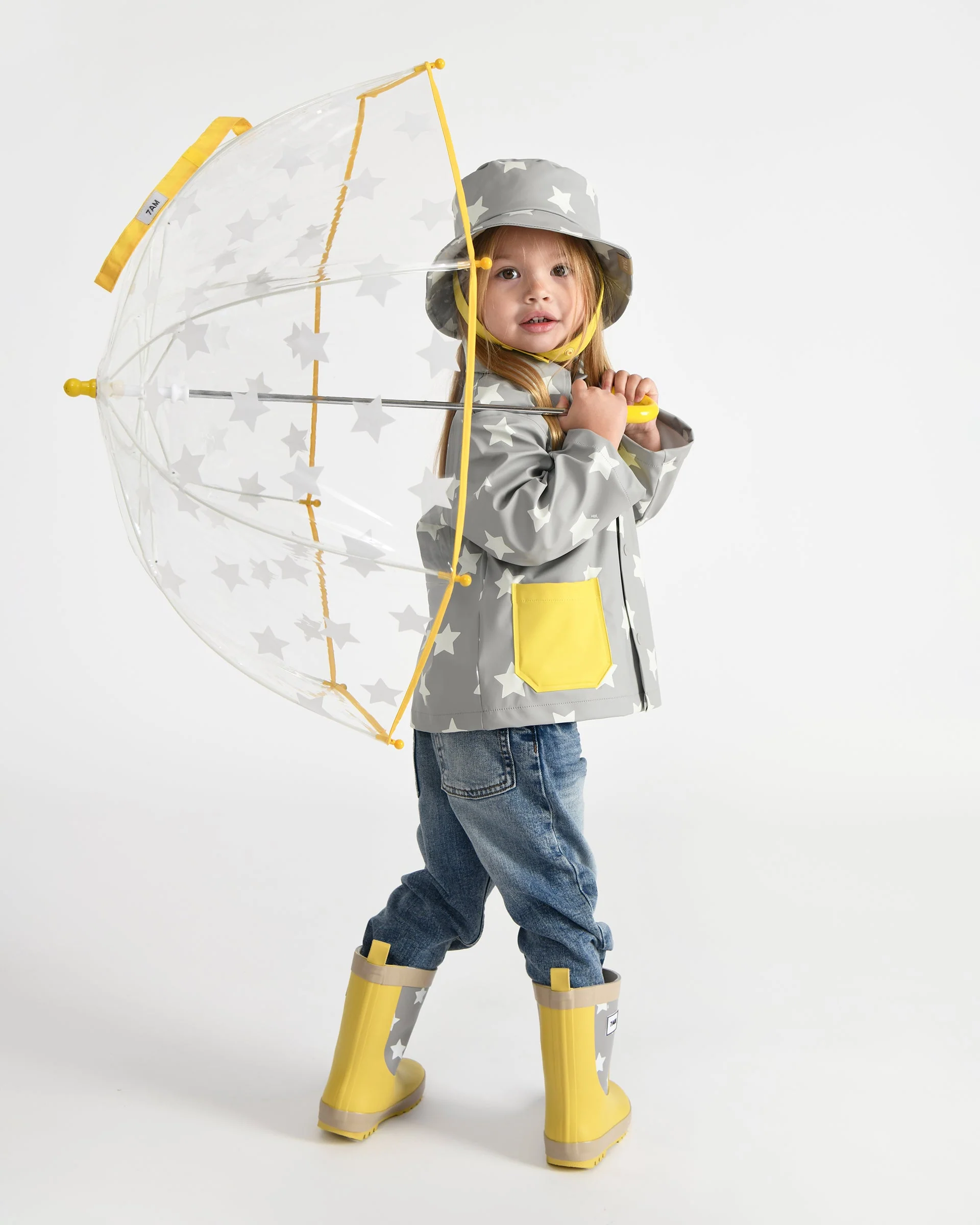 Rain Worker Jacket | Rainy Stars Yellow - Image 10