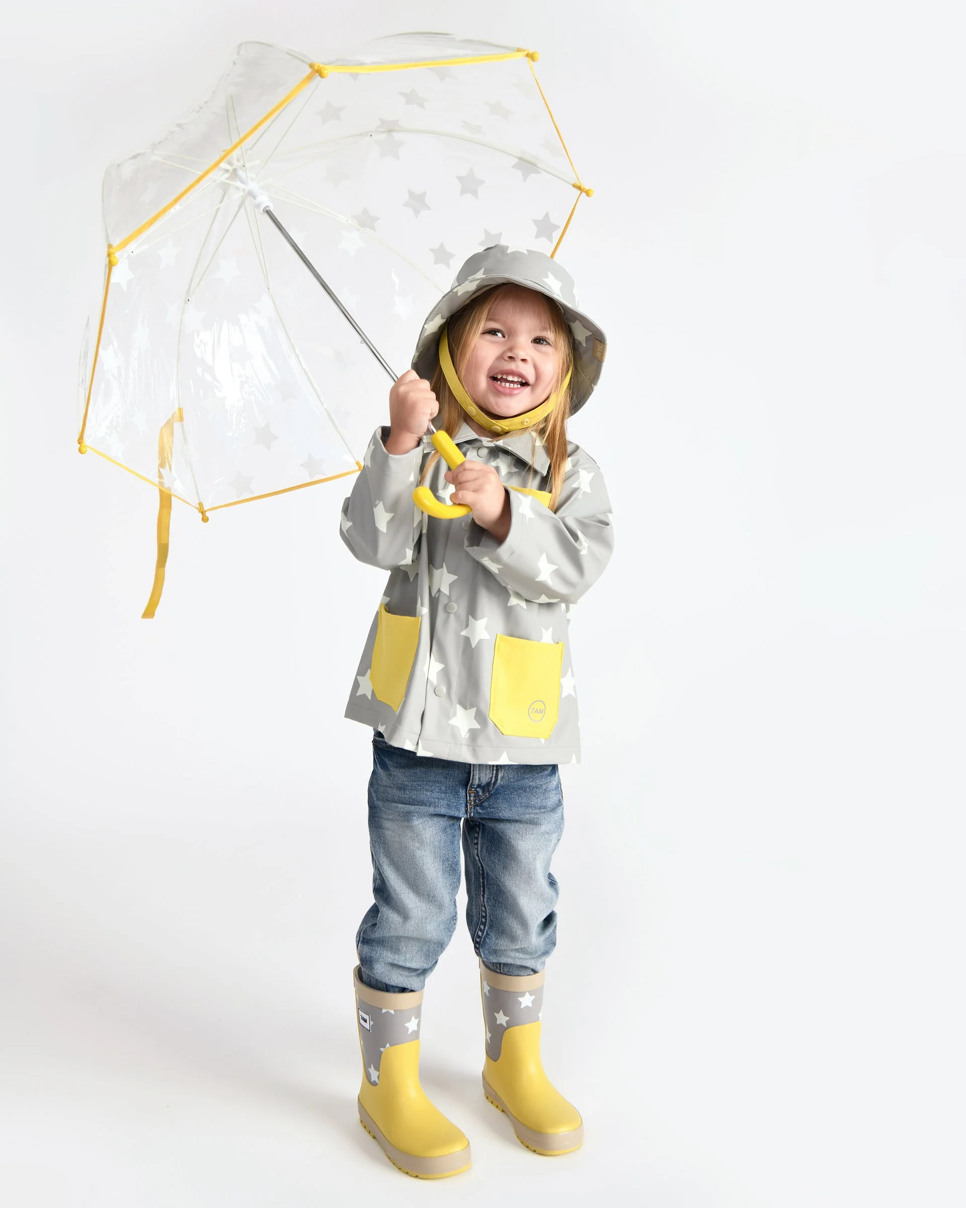 Rain Worker Jacket | Rainy Stars Yellow - Image 13