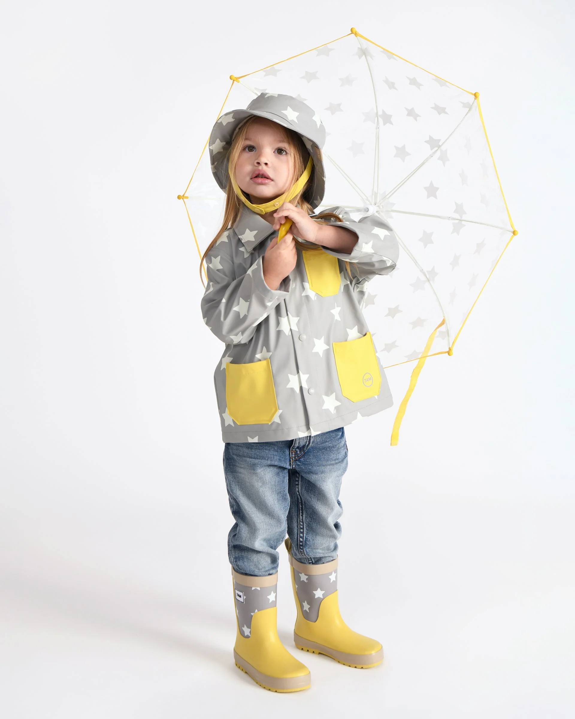 Rain Worker Jacket | Rainy Stars Yellow - Image 15