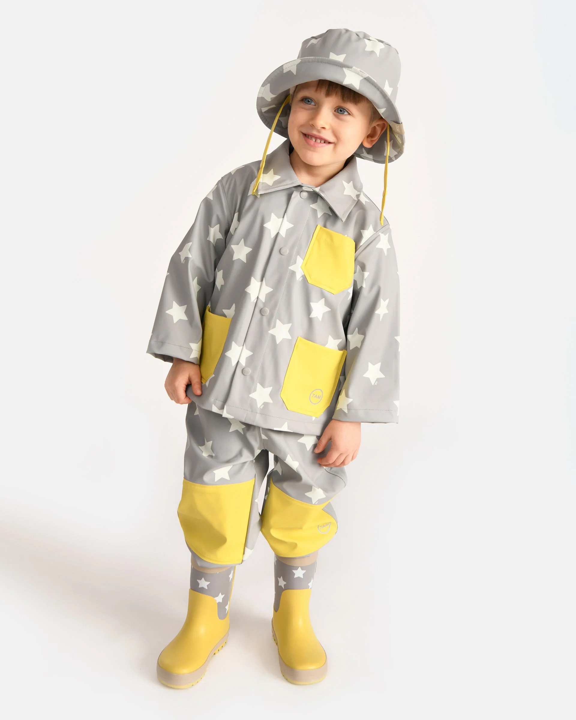 Rain Worker Jacket | Rainy Stars Yellow - Image 17