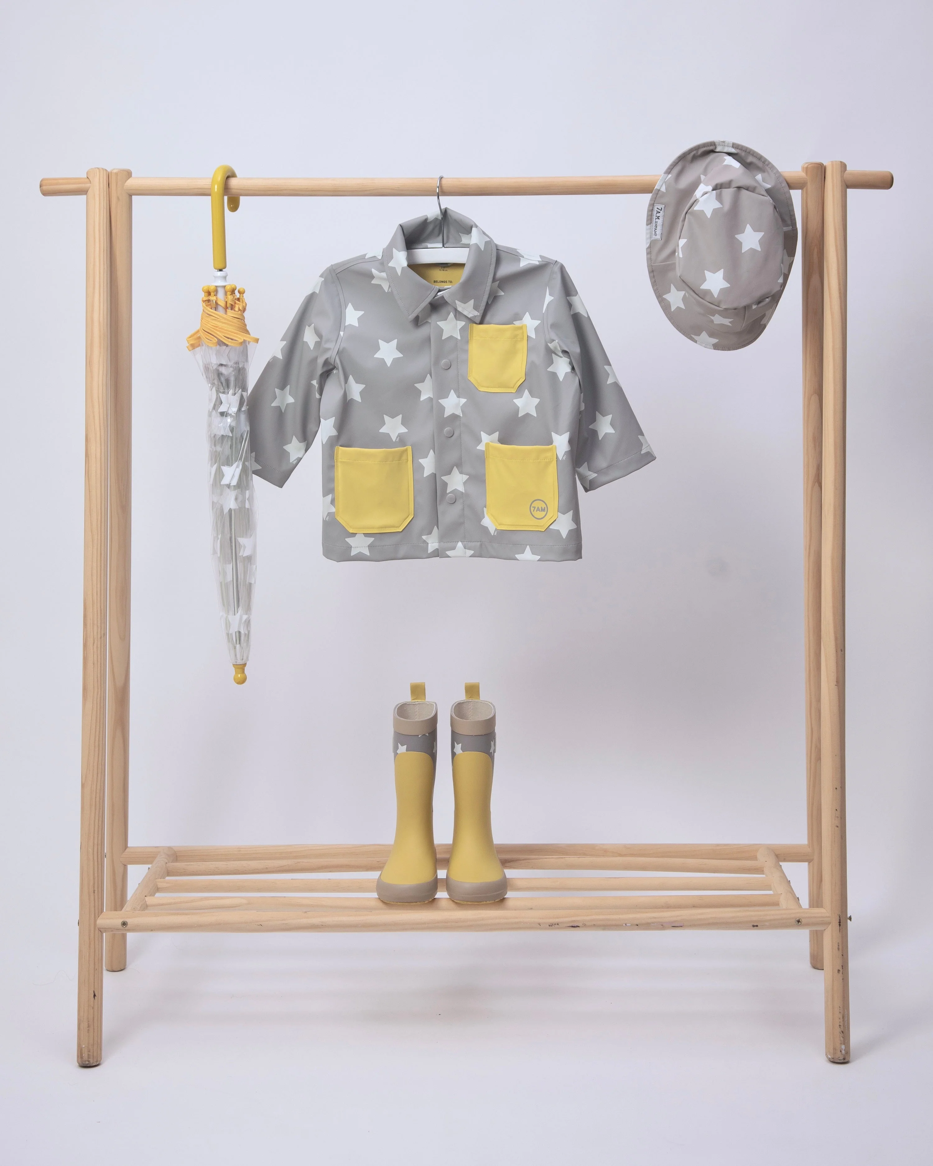 Rain Worker Jacket | Rainy Stars Yellow - Image 7
