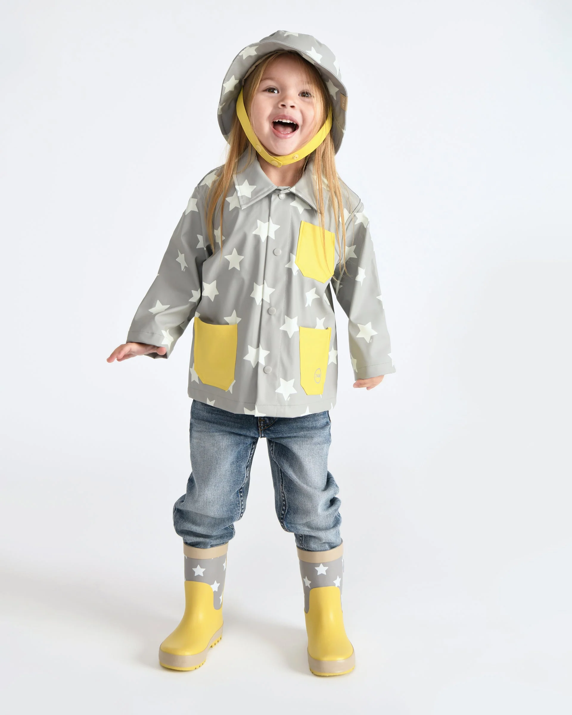 Rain Worker Jacket | Rainy Stars Yellow - Image 8