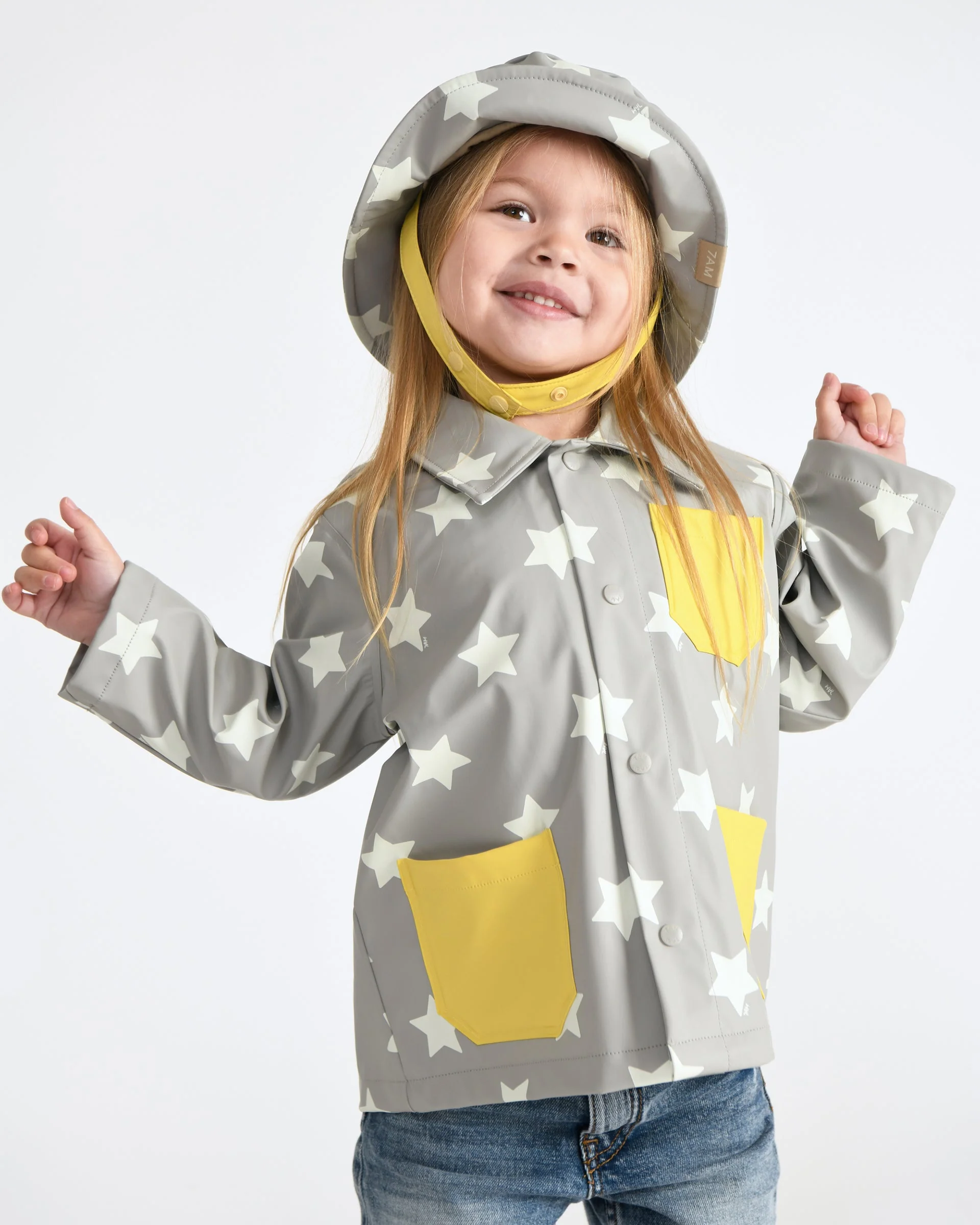 Rain Worker Jacket | Rainy Stars Yellow - Image 9