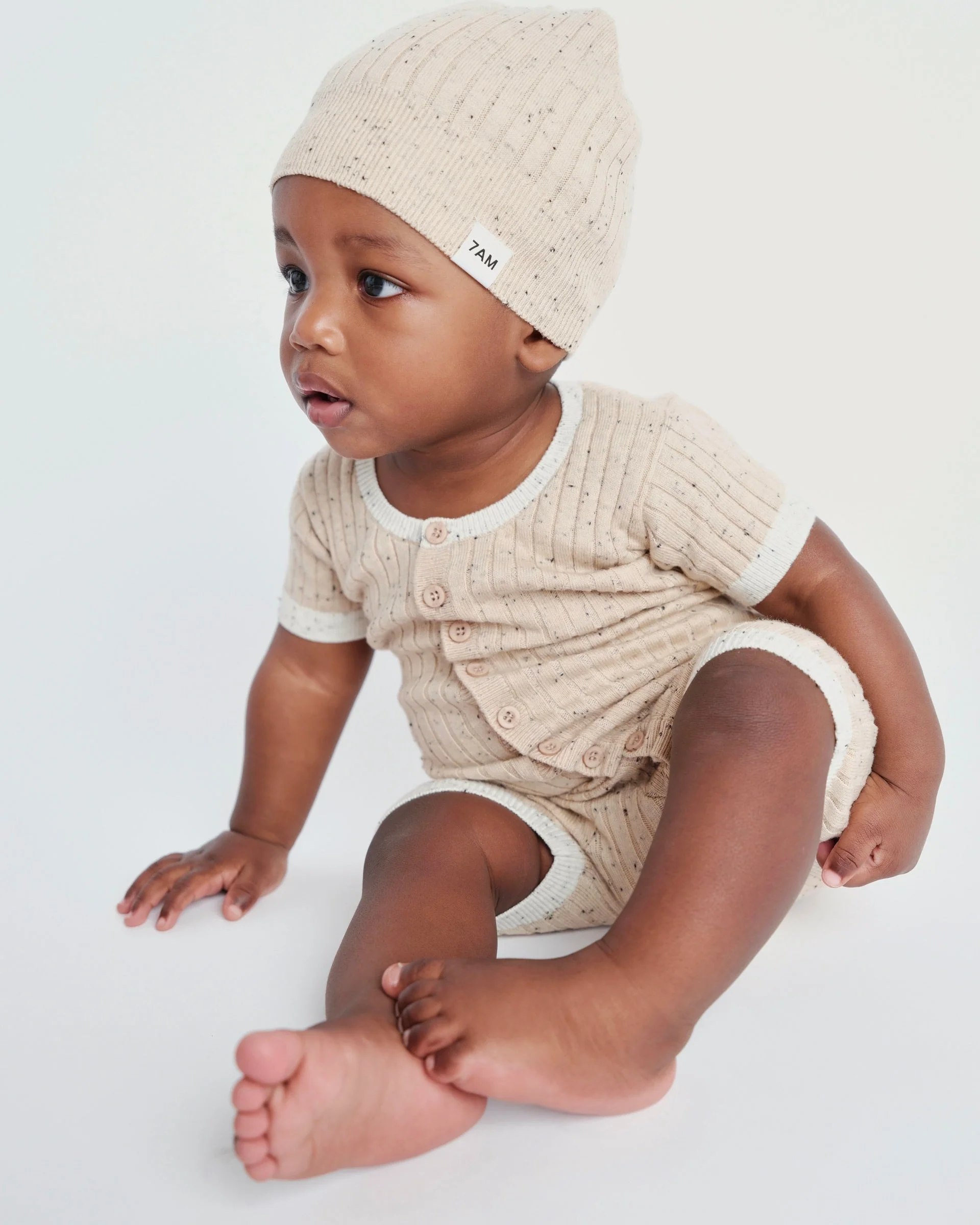 Short Sleeve Romper - Hug Me | Oat - Image 5