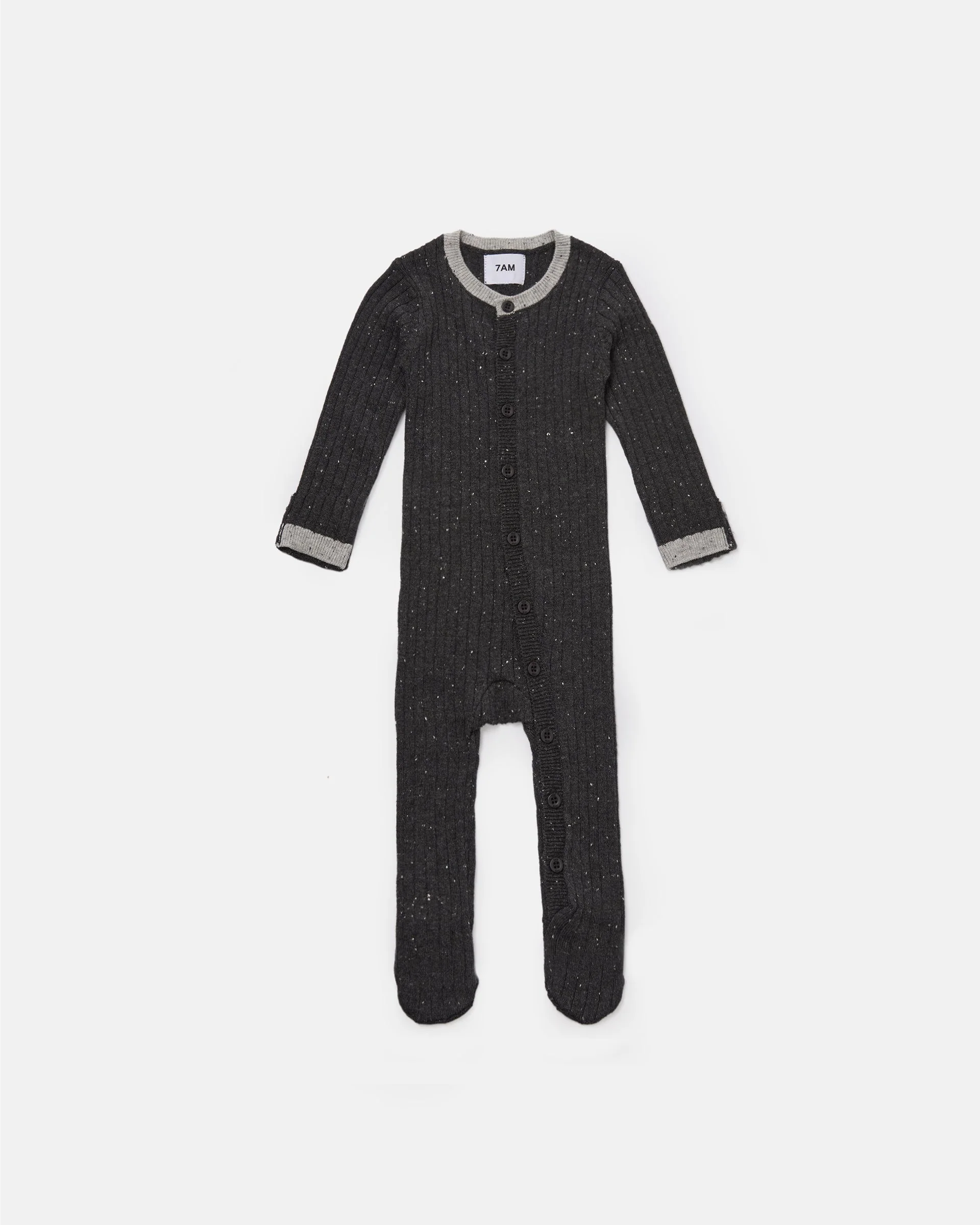 Long Sleeve Jumpsuit Footie - Hug Me | Black Melange