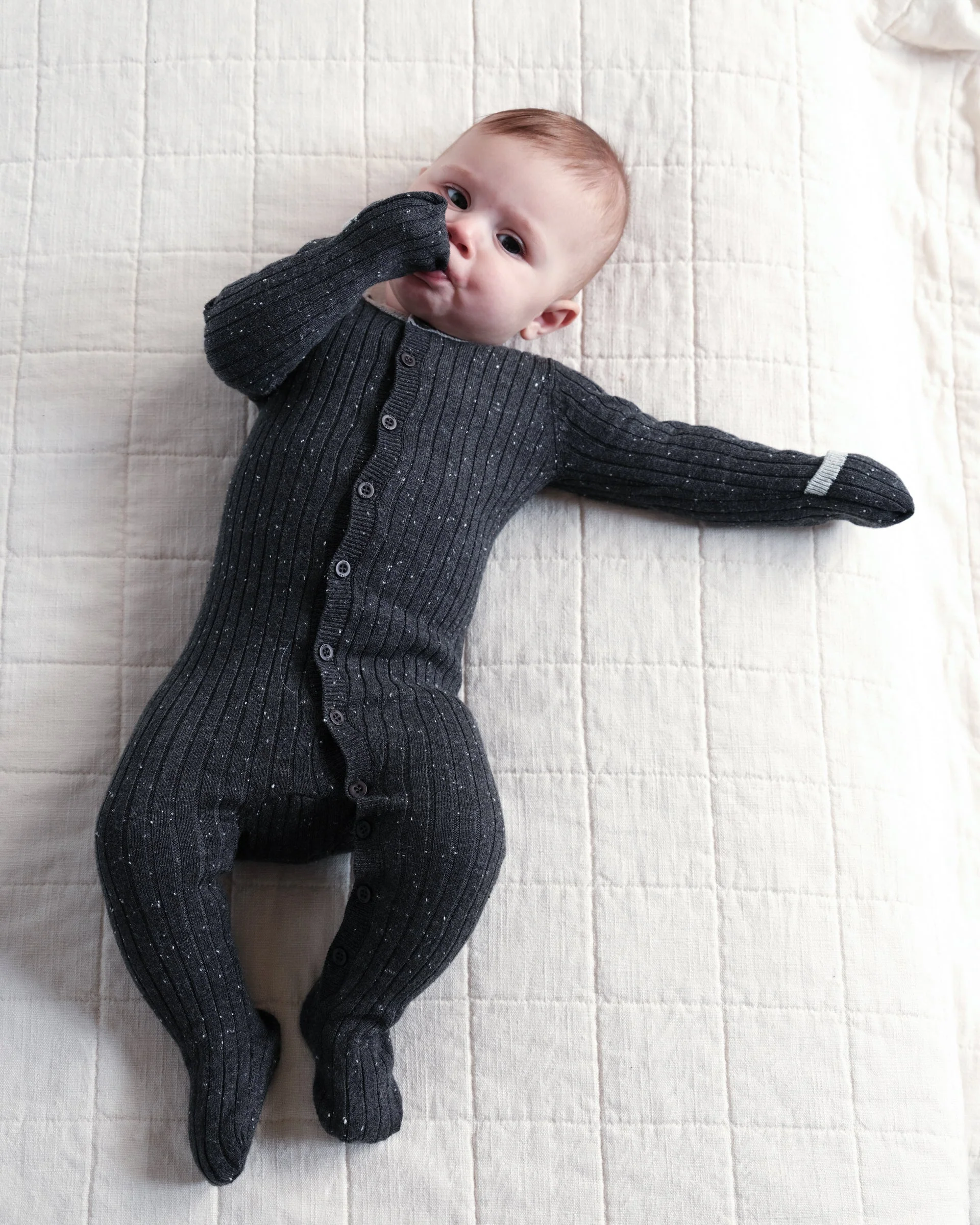Long Sleeve Jumpsuit Footie - Hug Me | Oat - Image 2