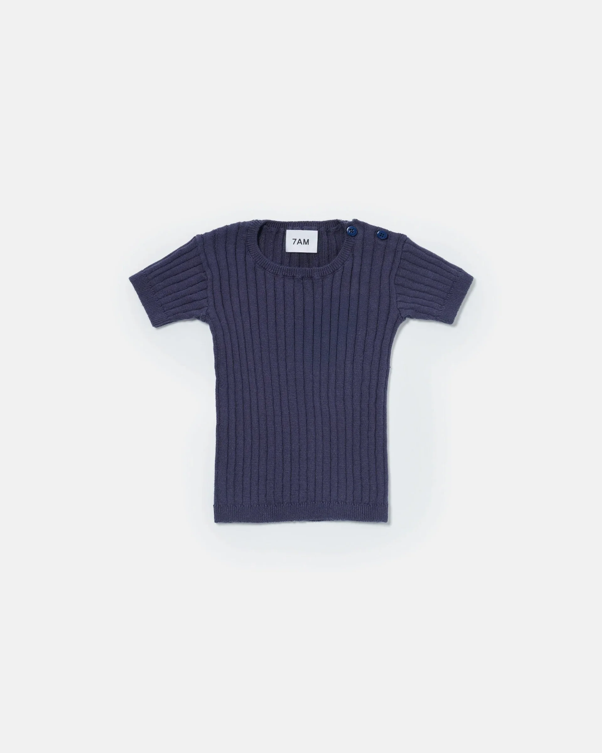 Cotton Tee - Ribbed | Navy