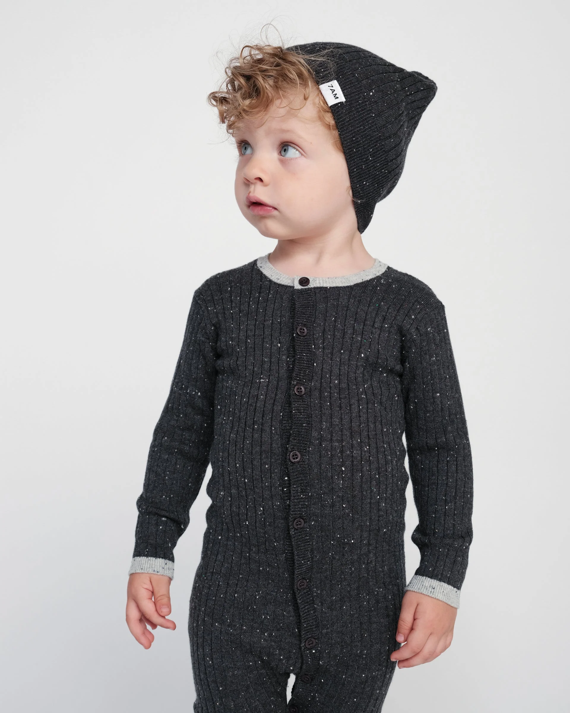 Cotton Beanie - Ribbed | Black Melange - Image 5