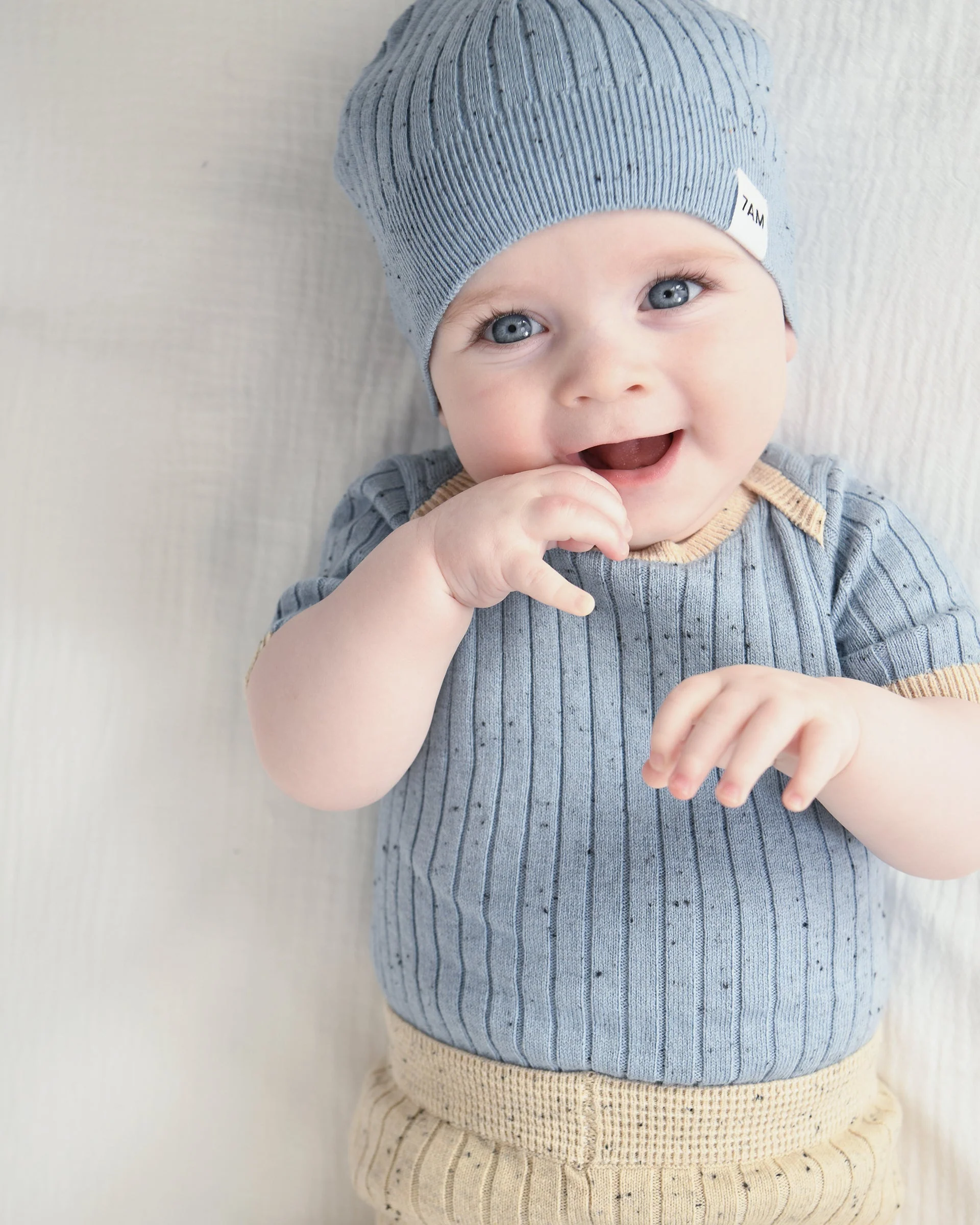 Cotton Beanie - Ribbed | Lake Blue - Image 5