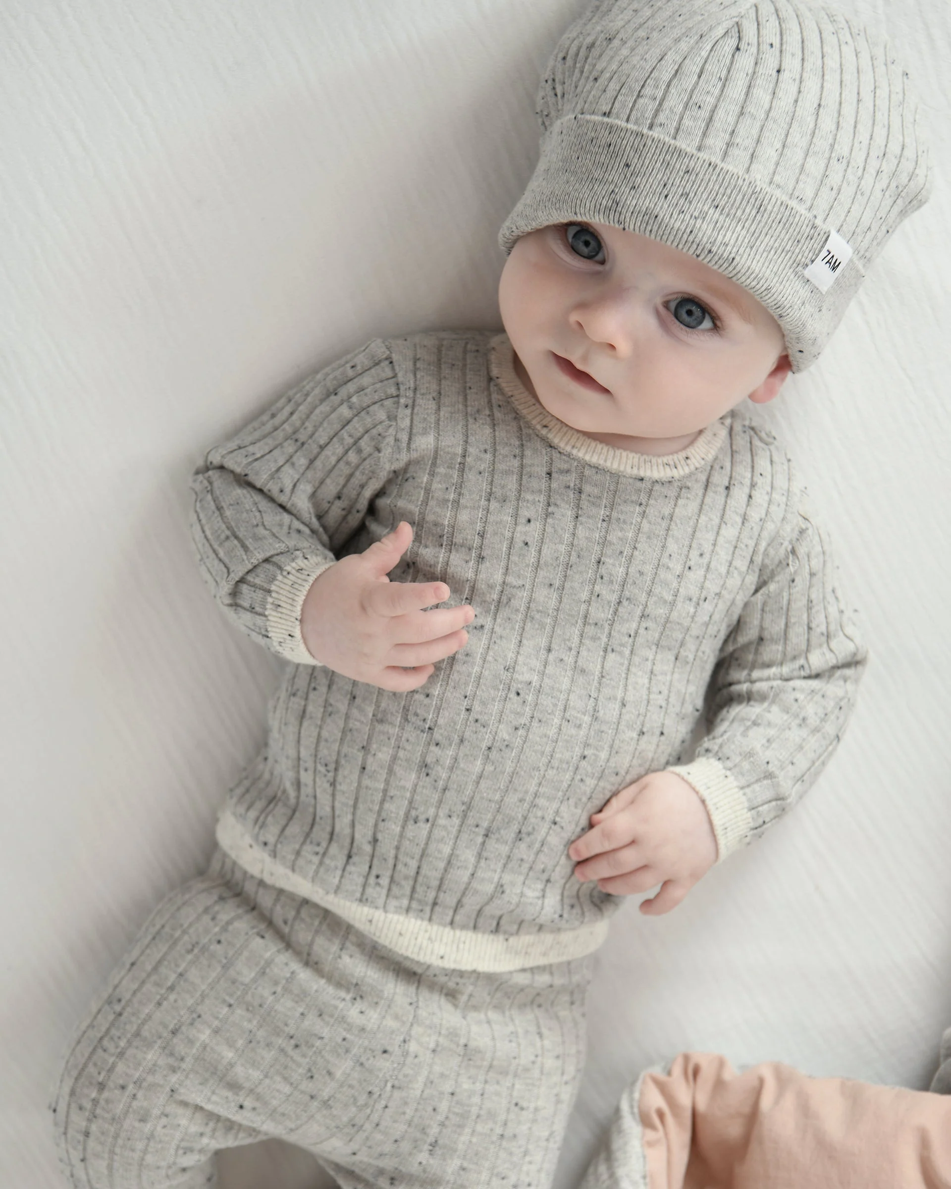 Cotton Beanie - Ribbed | Light Heather Grey - Image 4