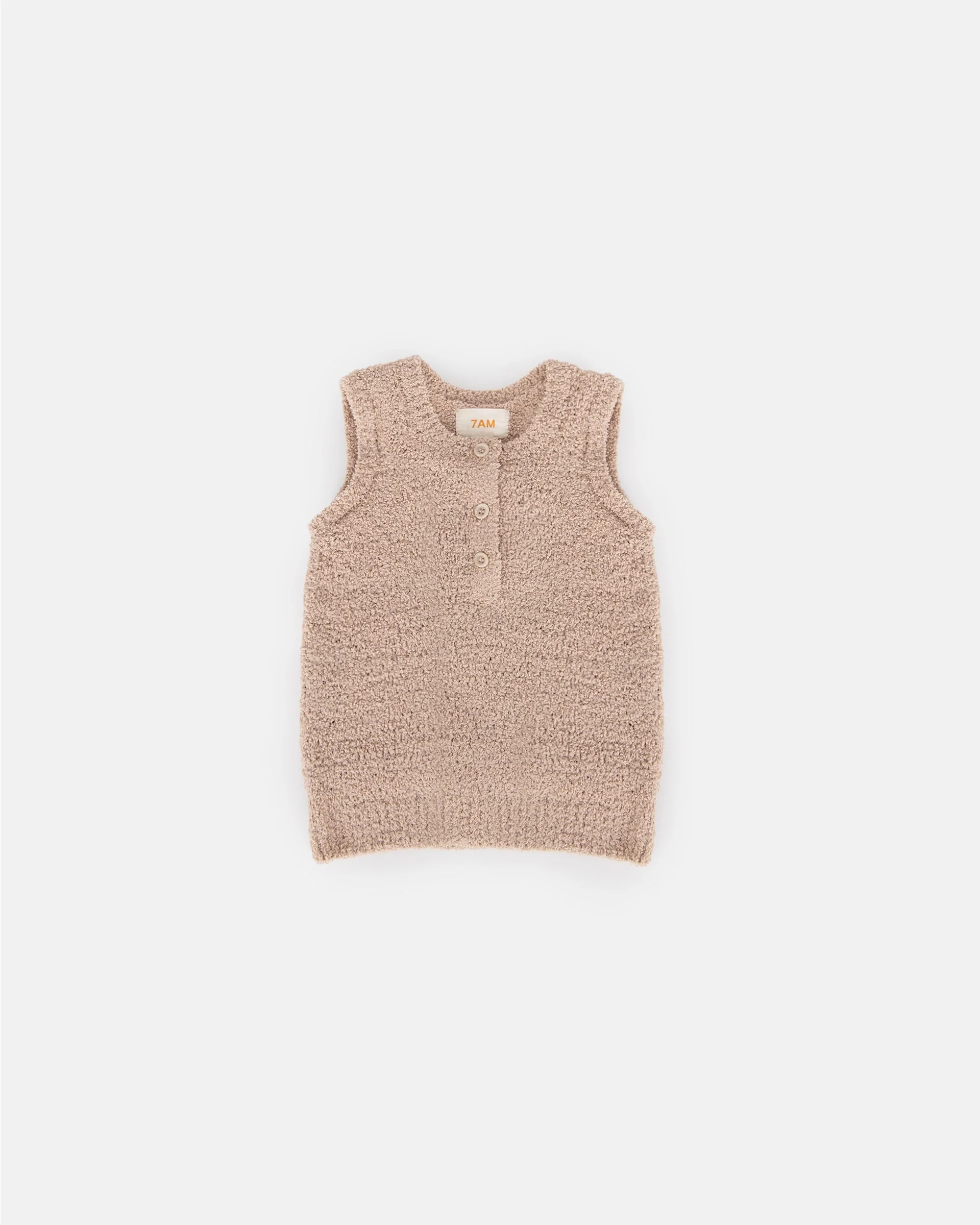 Sleeveless Henley - Fuzzy | Pecan