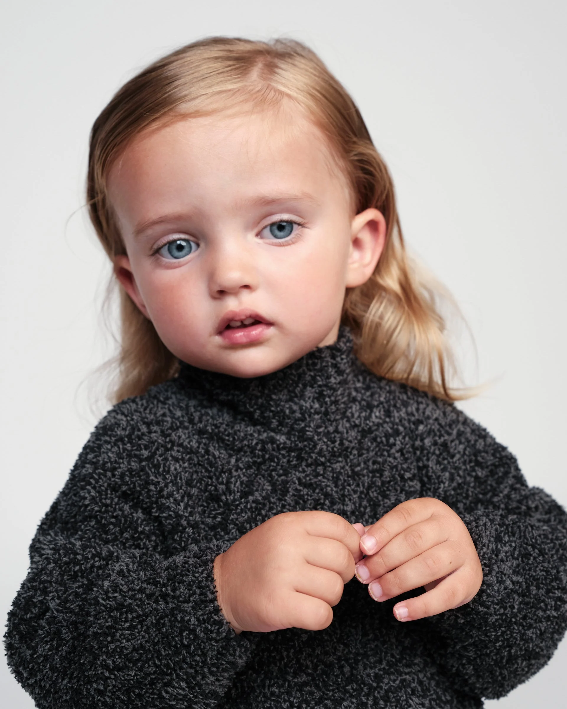 Boxy Mock Neck Sweater - Fuzzy | Black Melange - Image 10