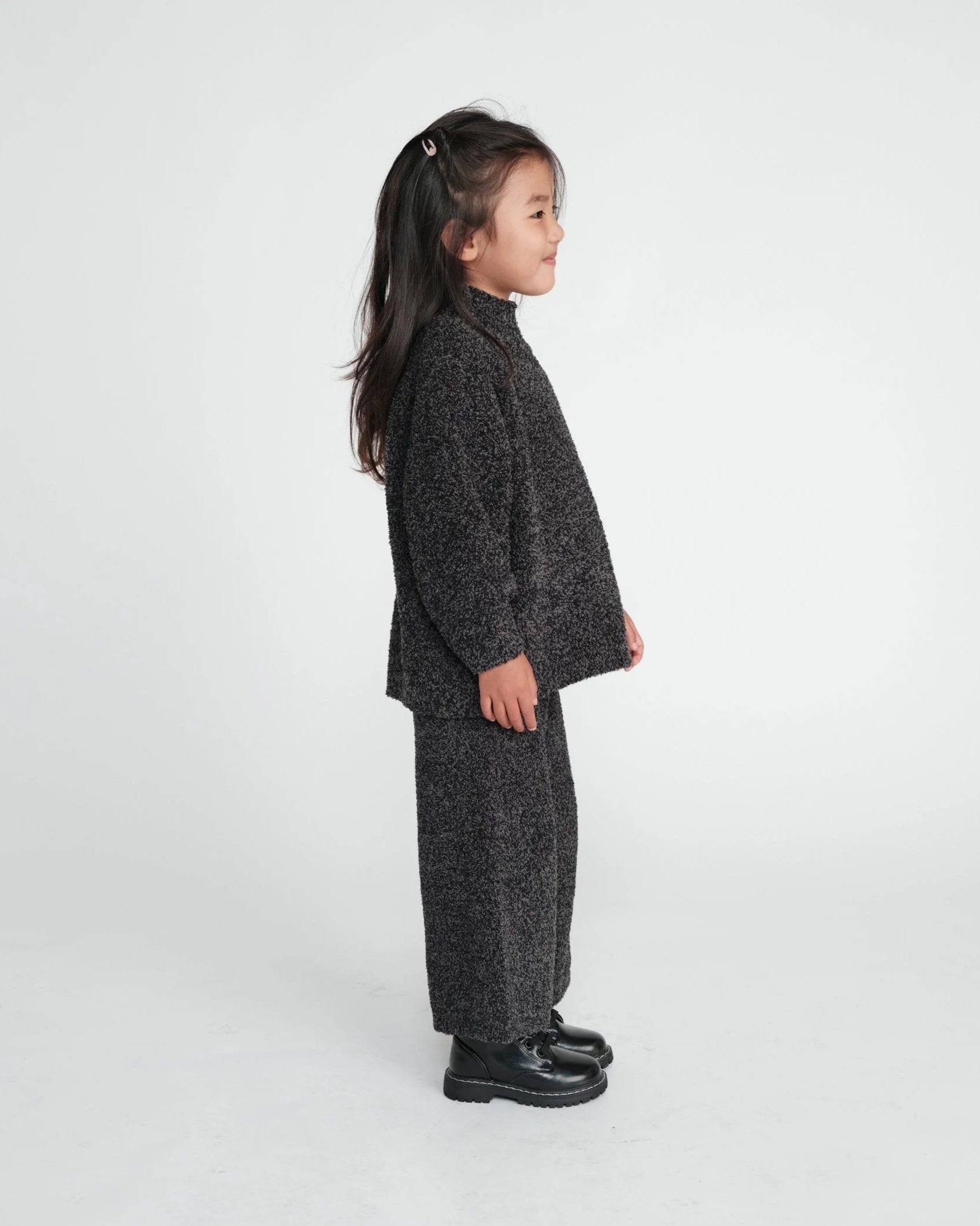 Boxy Mock Neck Sweater - Fuzzy | Black Melange - Image 16