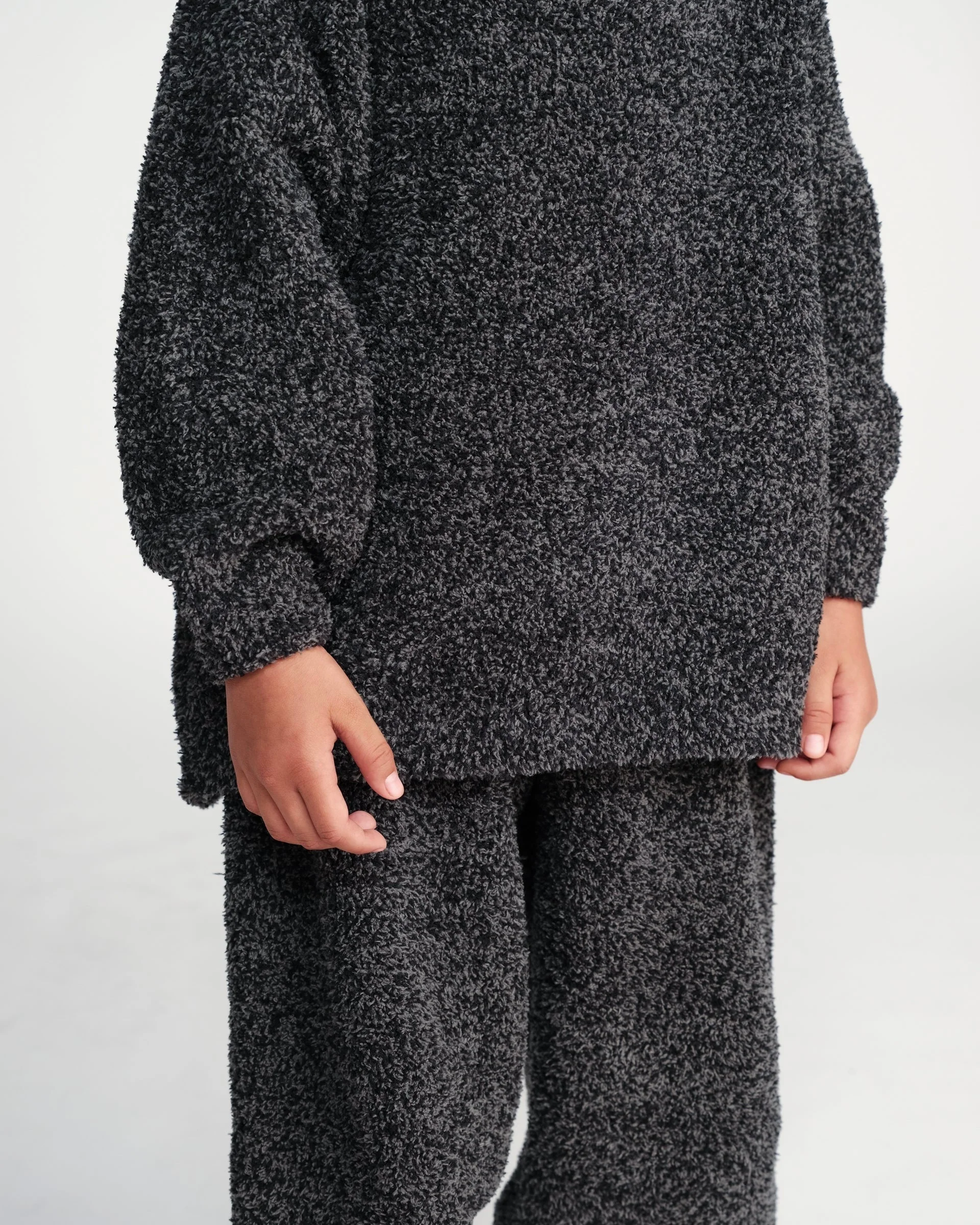 Boxy Mock Neck Sweater - Fuzzy | Black Melange - Image 4