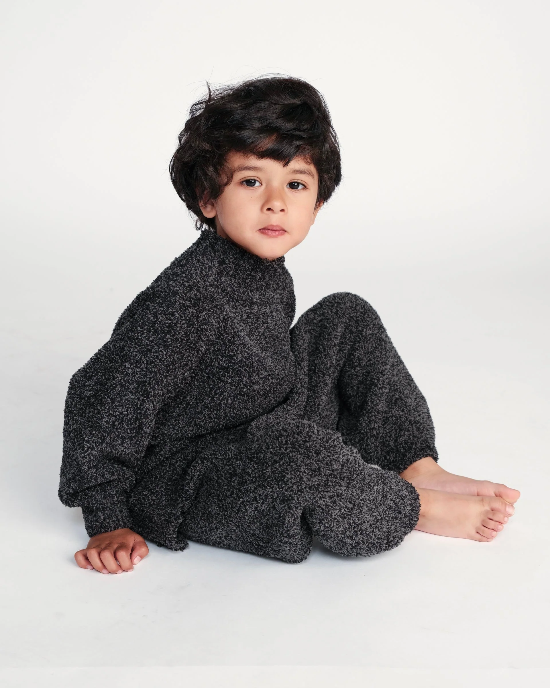 Boxy Mock Neck Sweater - Fuzzy | Black Melange - Image 5
