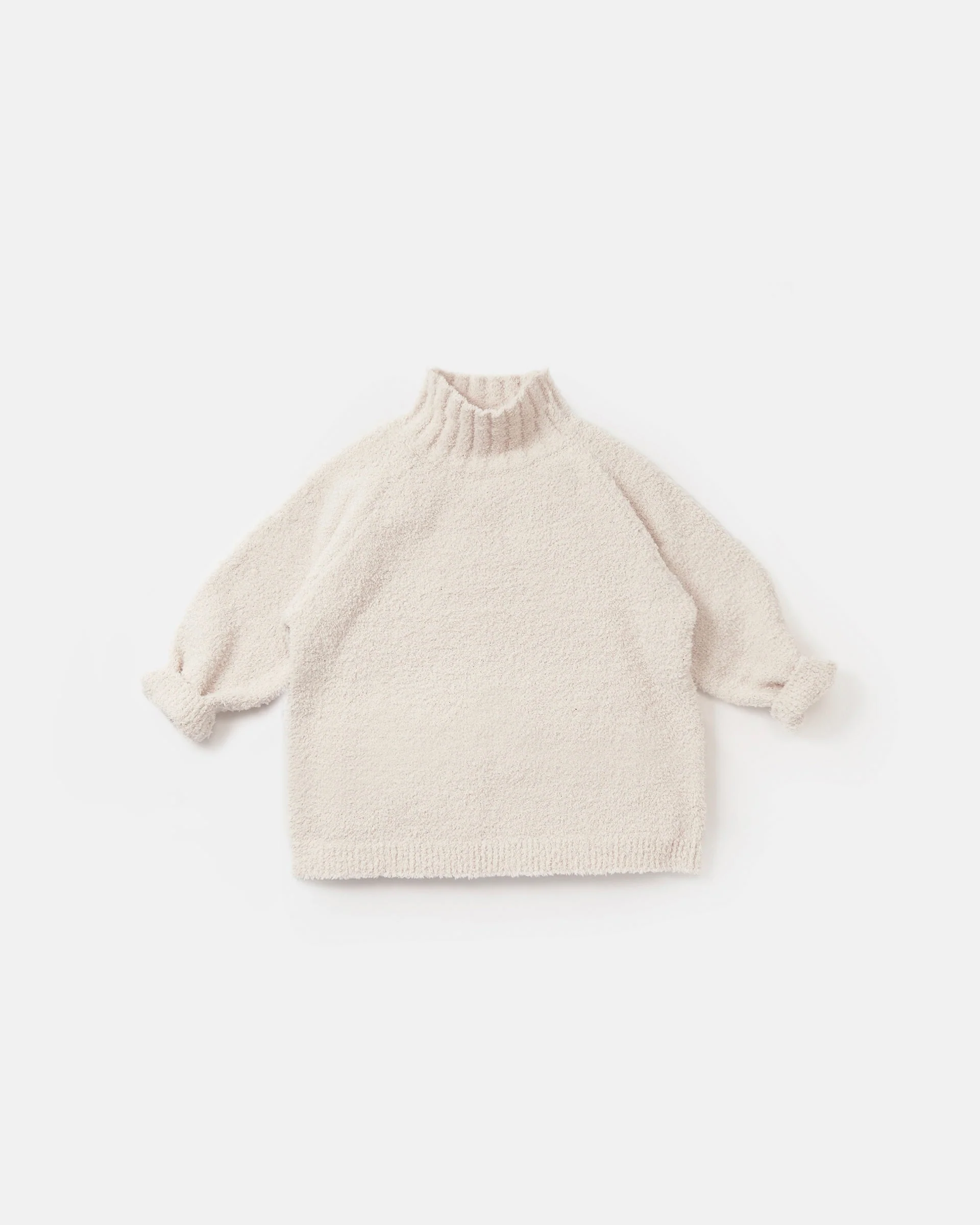 Boxy Mock Neck Sweater - Fuzzy | Ecru - Image 3