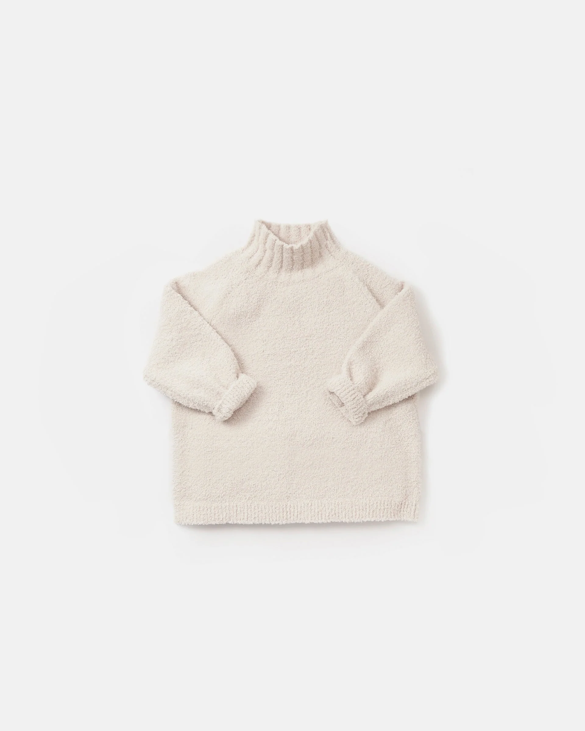 Boxy Mock Neck Sweater - Fuzzy | Ecru - Image 4