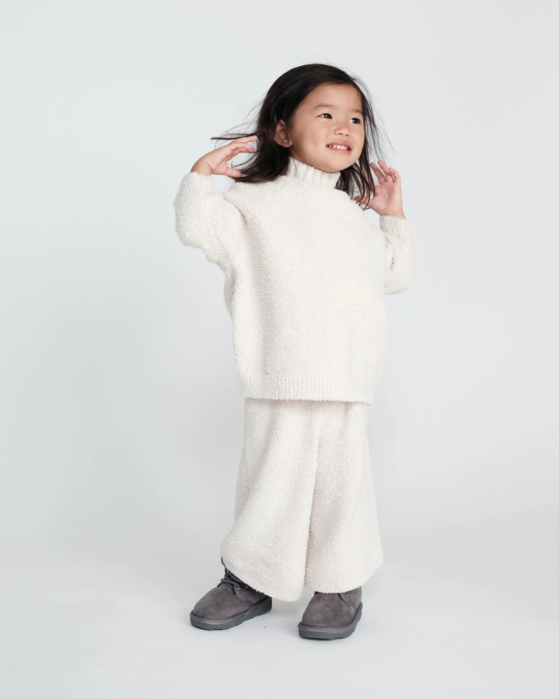 Boxy Mock Neck Sweater - Fuzzy | Ecru - Image 9