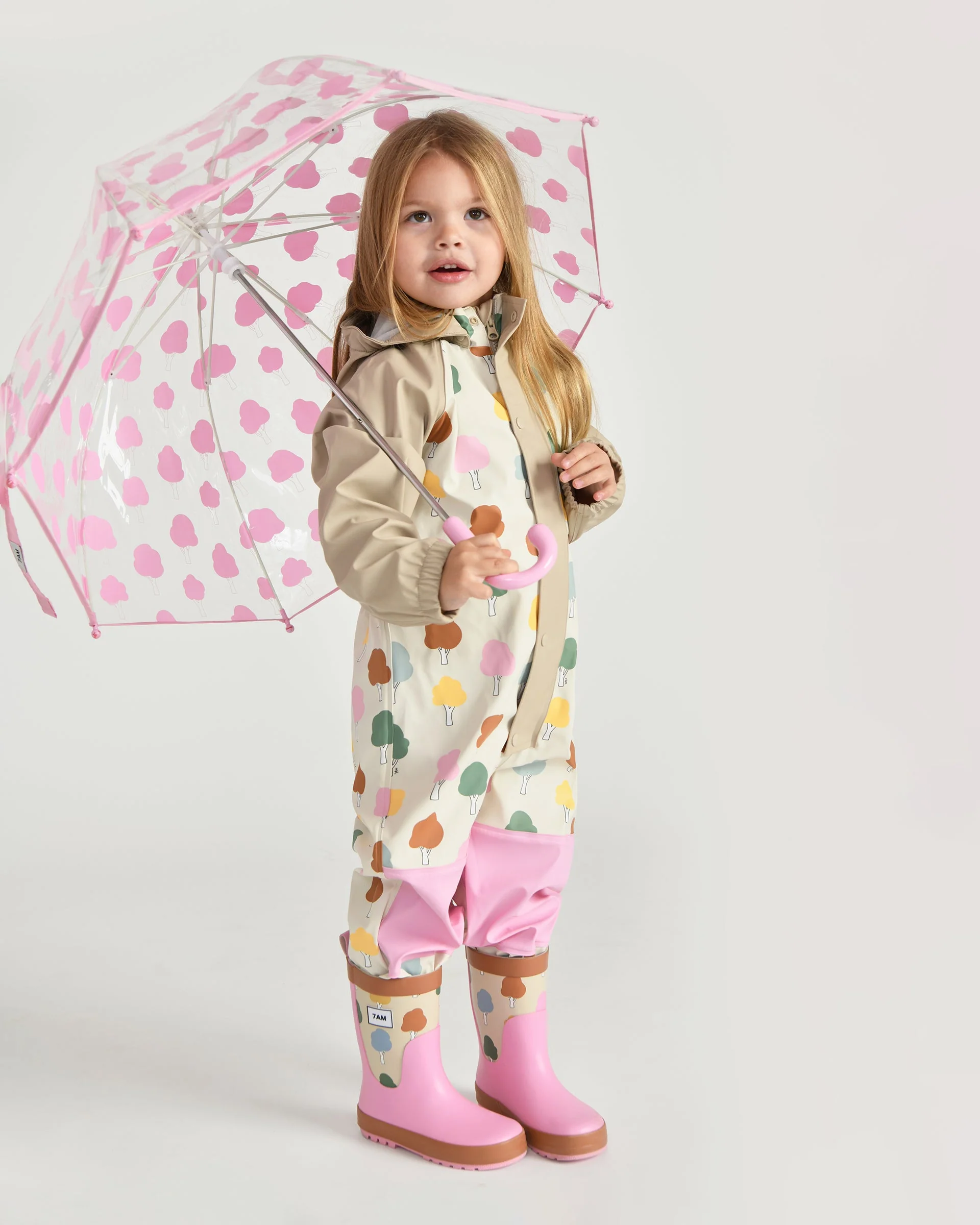Tula Kid's Umbrella | Rainy Trees Pink - Image 12