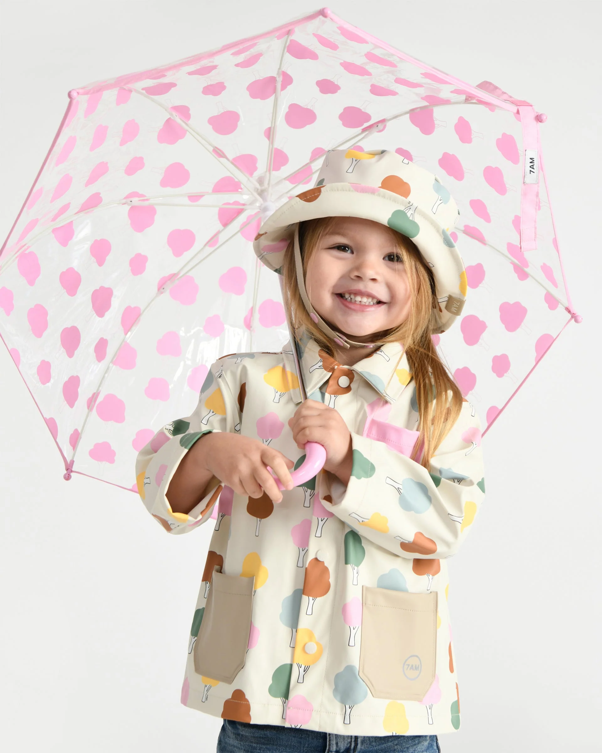 Tula Kid's Umbrella | Rainy Trees Pink - Image 13