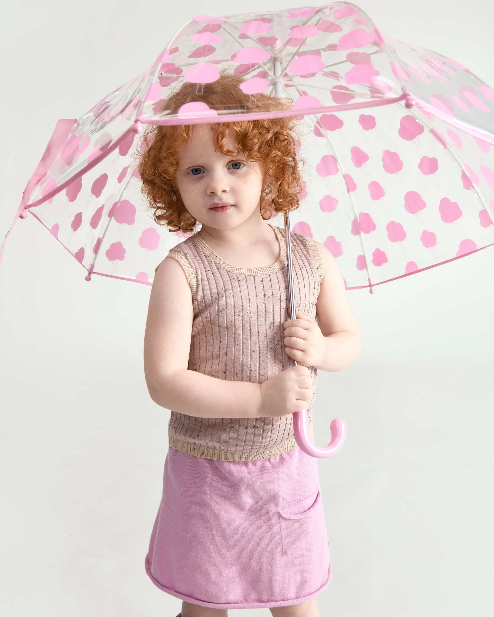 Tula Kid's Umbrella | Rainy Trees Pink - Image 7