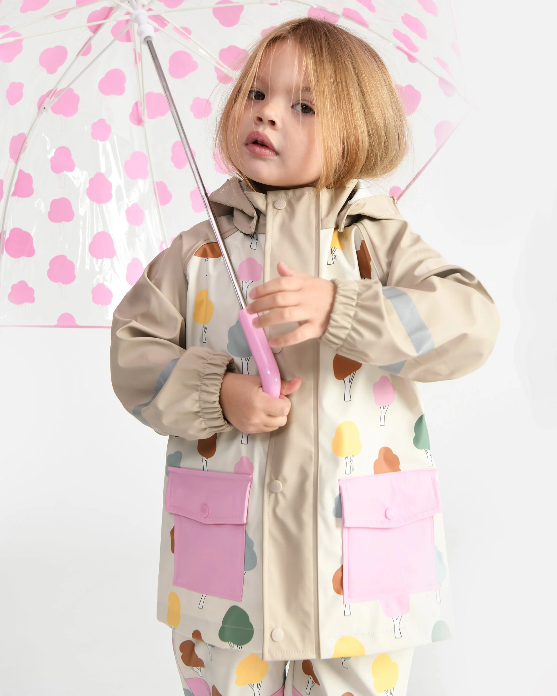 Tula Kid's Umbrella | Rainy Trees Pink - Image 9