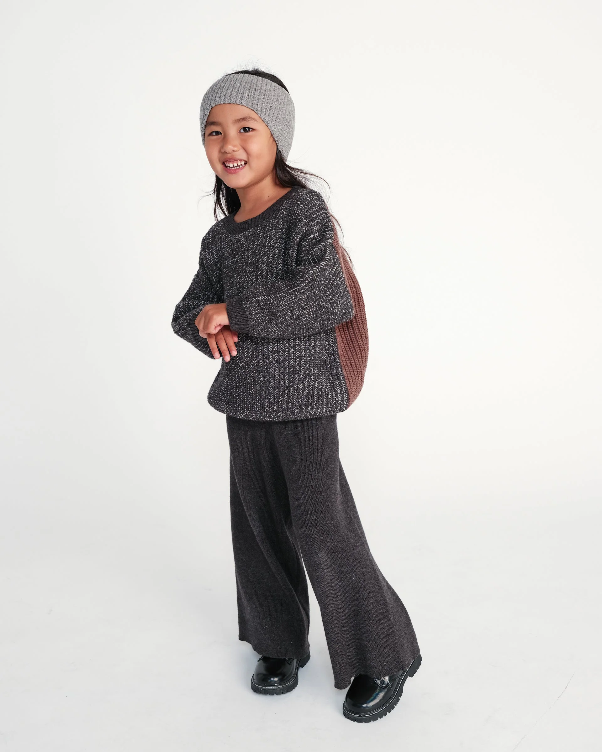 Ribbed Wide Pants - Chunky | Black Melange - Image 4
