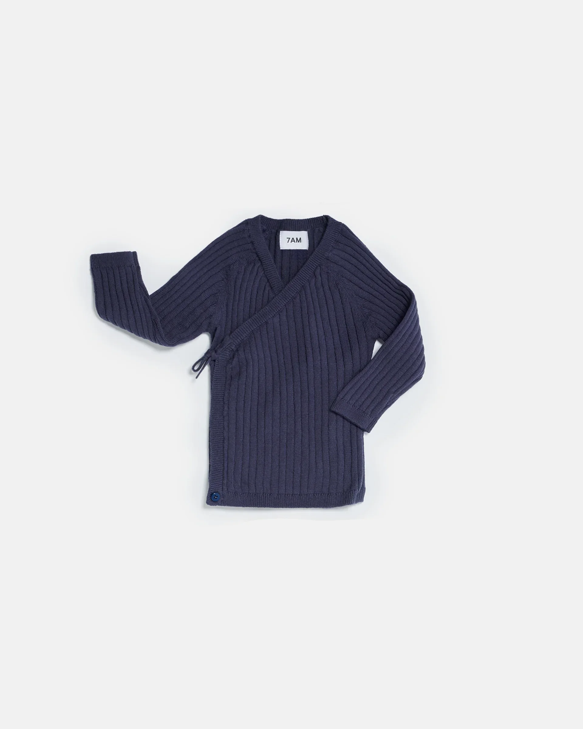 Cotton Wrap Top - Ribbed | Navy