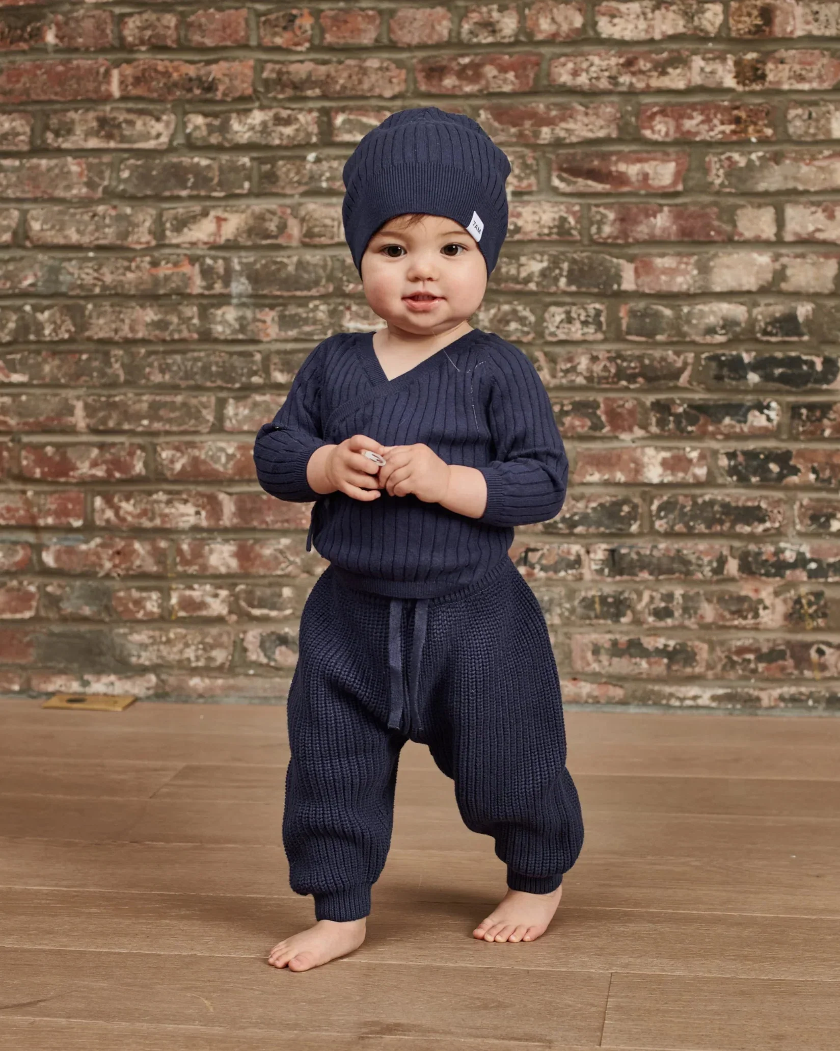 Cotton Wrap Top - Ribbed | Navy - Image 4