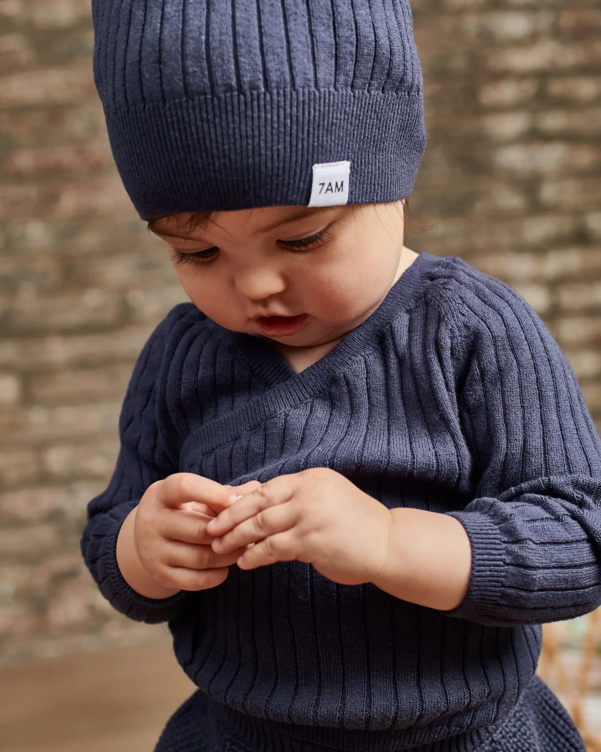 Cotton Wrap Top - Ribbed | Navy - Image 6