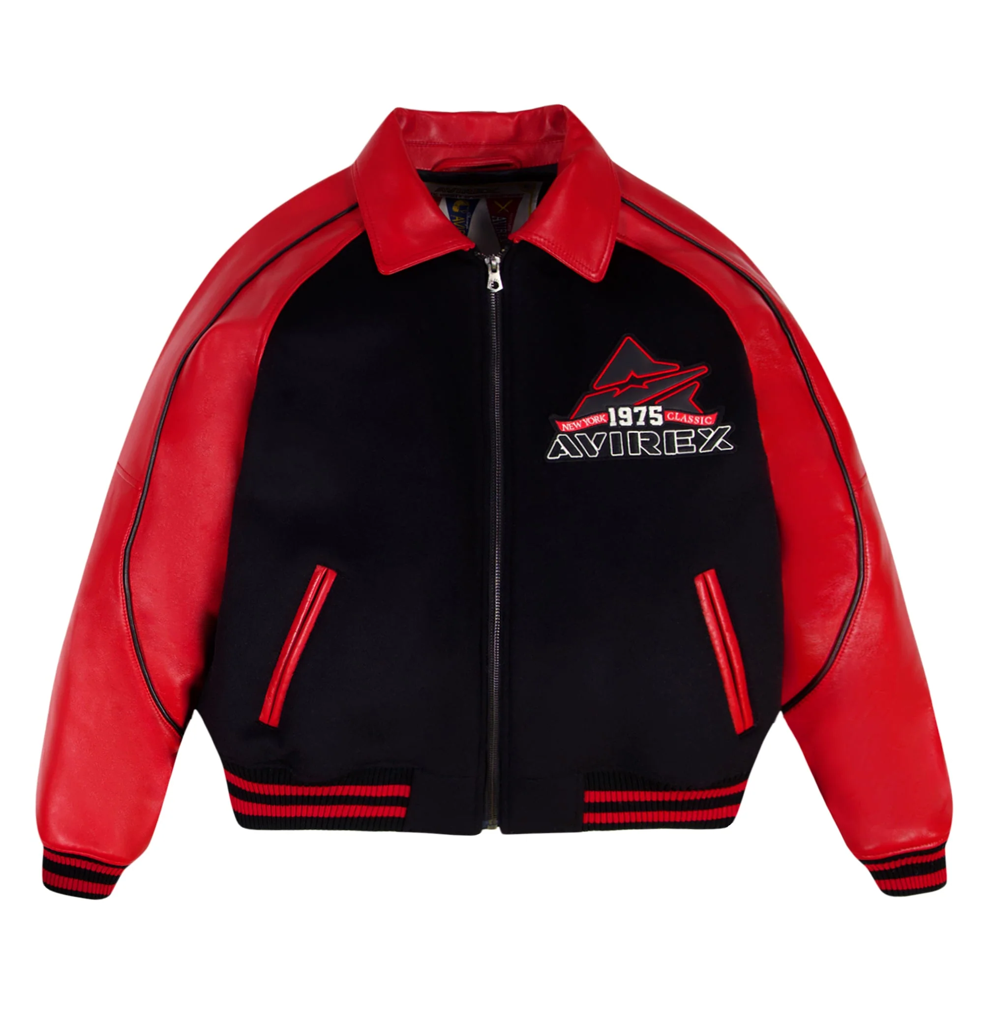 Classic Wool Leather Varsity Jacket | Black