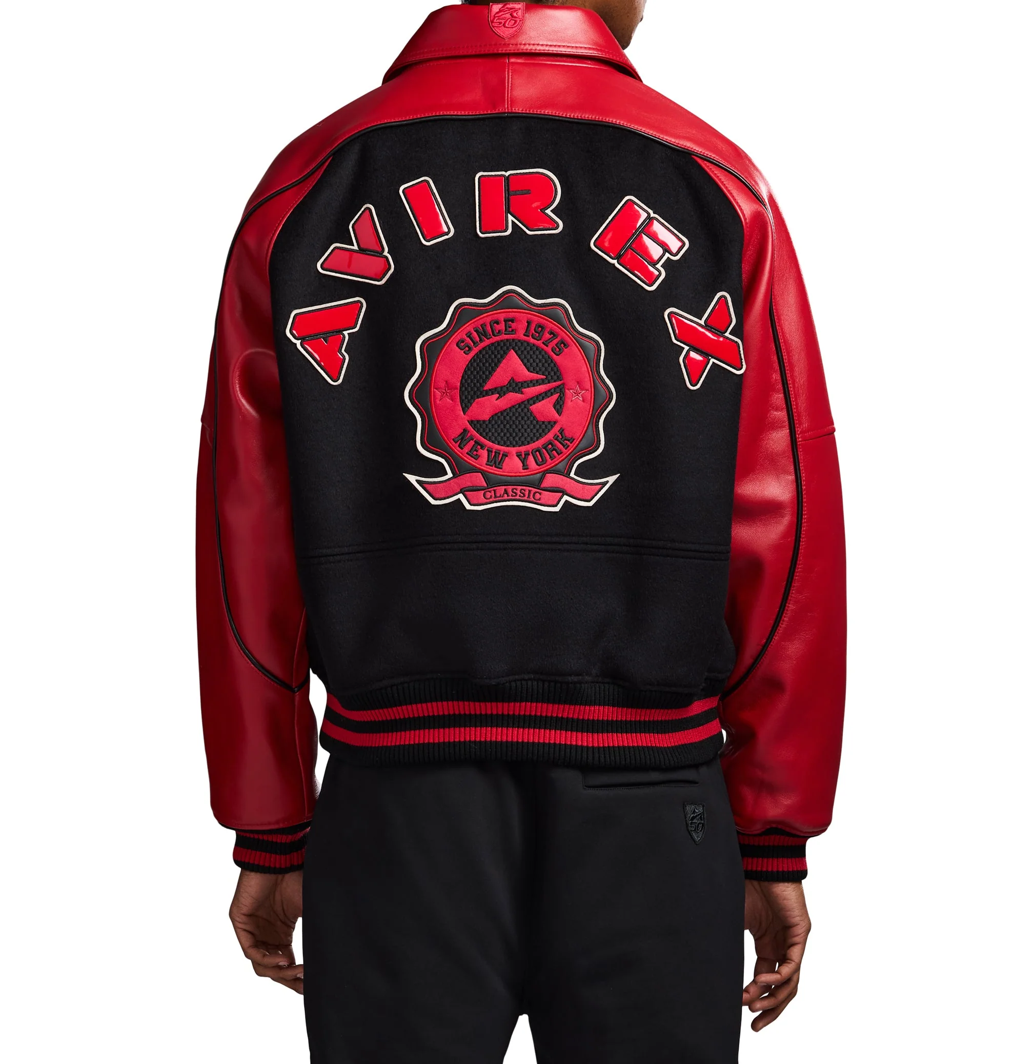 Classic Wool Leather Varsity Jacket | Black - Image 6